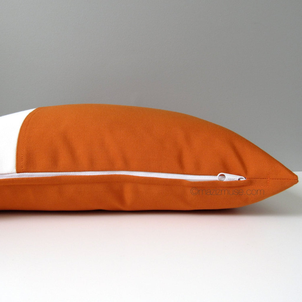 Housse de coussin d'extérieur orange moderne, housse de coussin décorative toscane Sunbrella