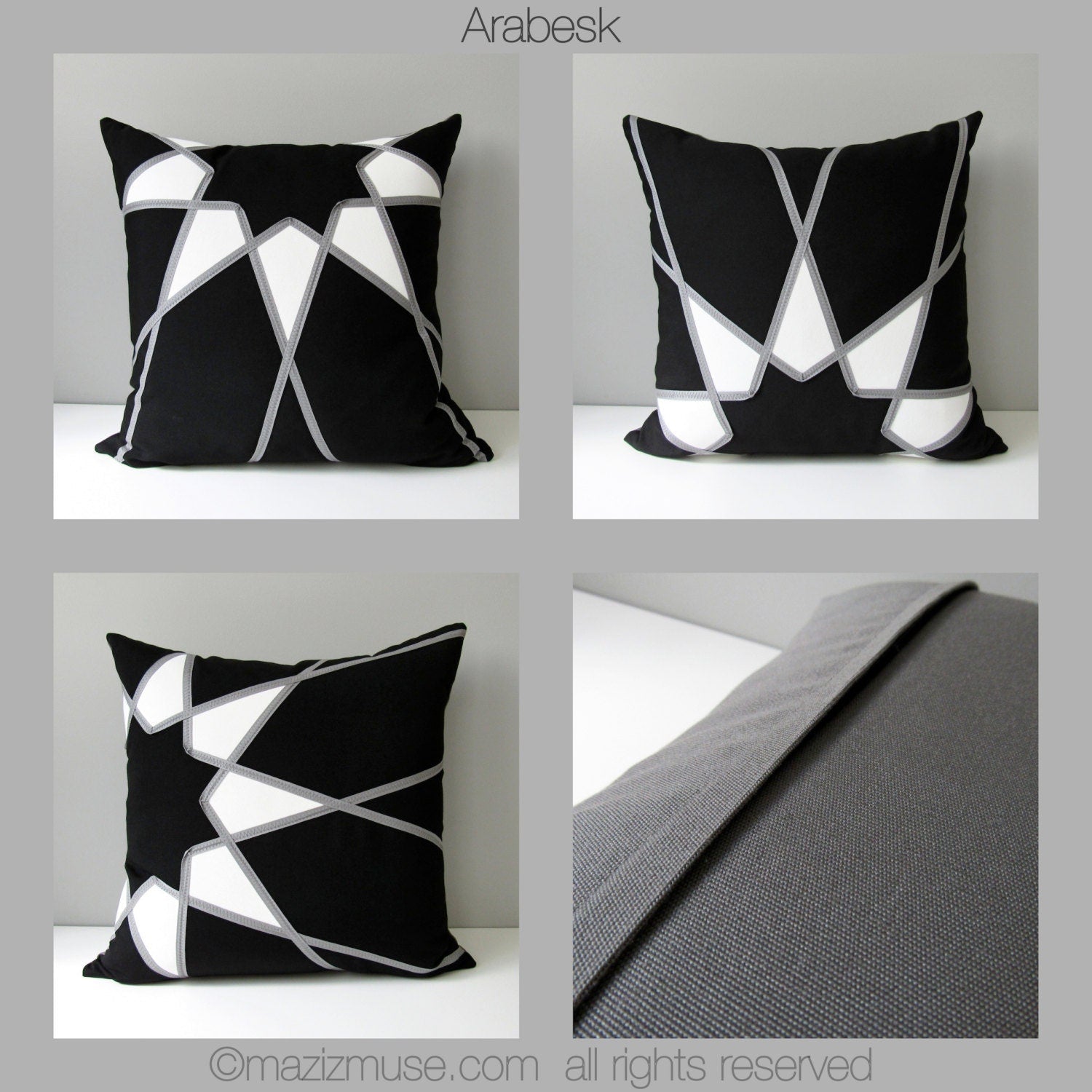 Housse de coussin d'extérieur Sunbrella® géométrique gris et orange avec motif mandala