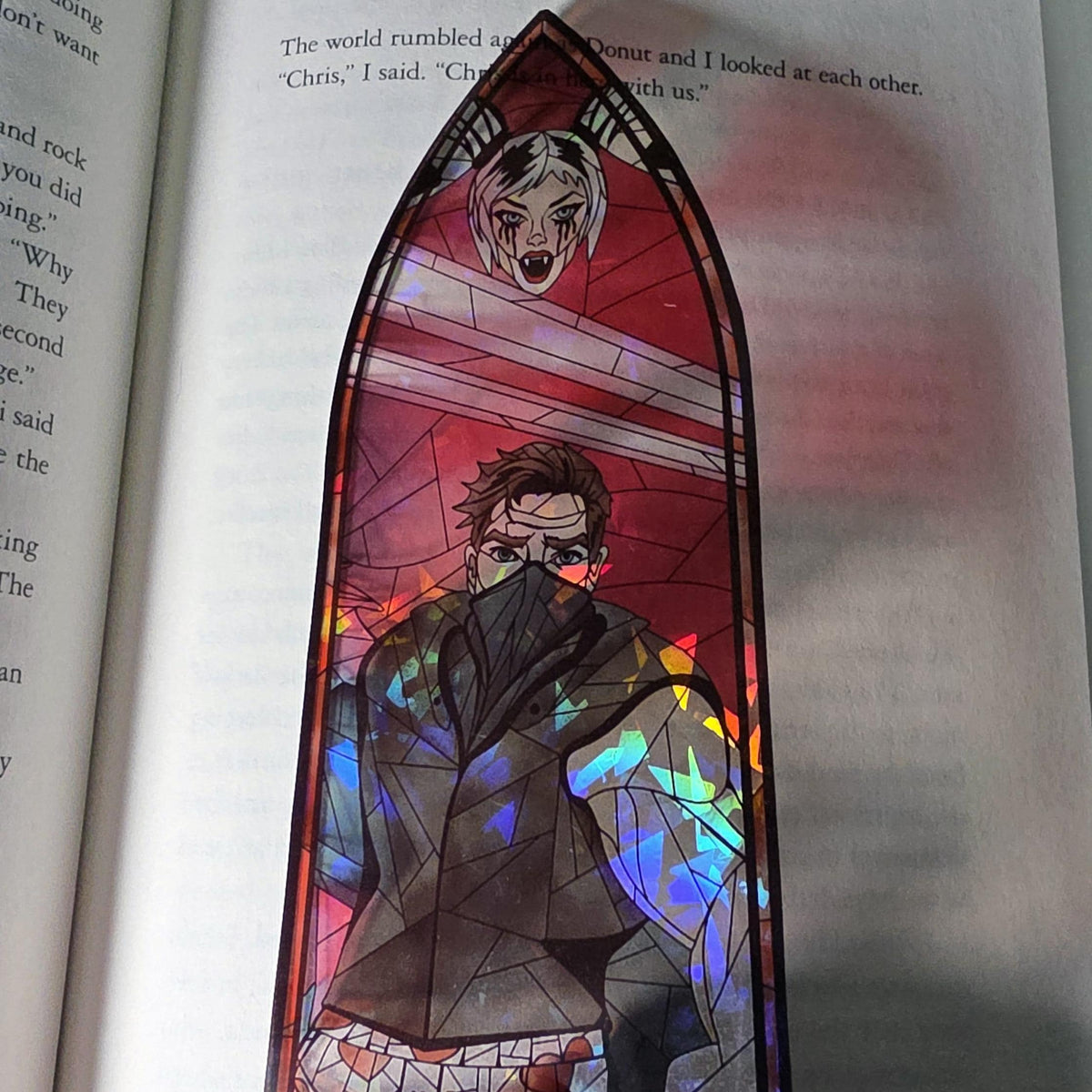 Dungeon Crawler Carl Stained Glass Style Bookmark: Carl and Samantha (Handmade with Holographic Art)