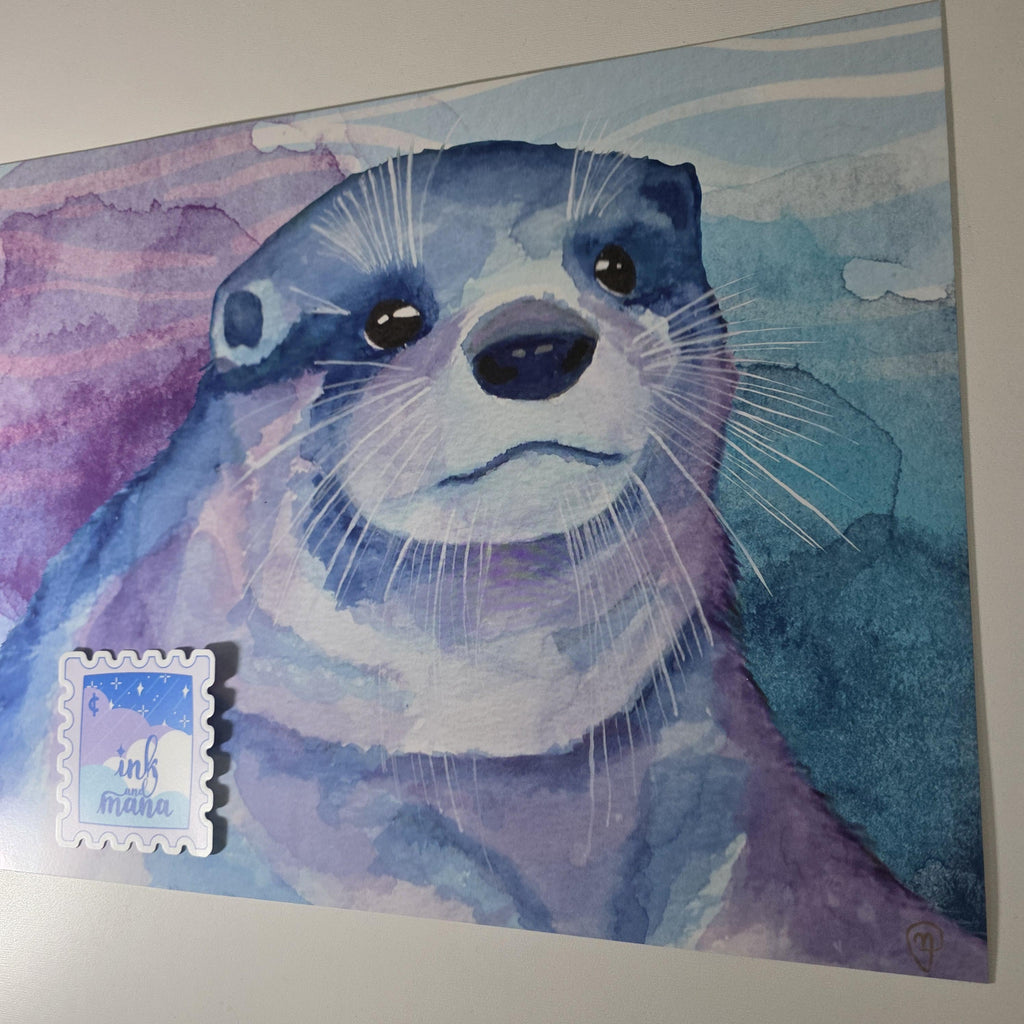 Otter Watercolour Art Print - 12" x 16" Nature Inspired Artwork 4