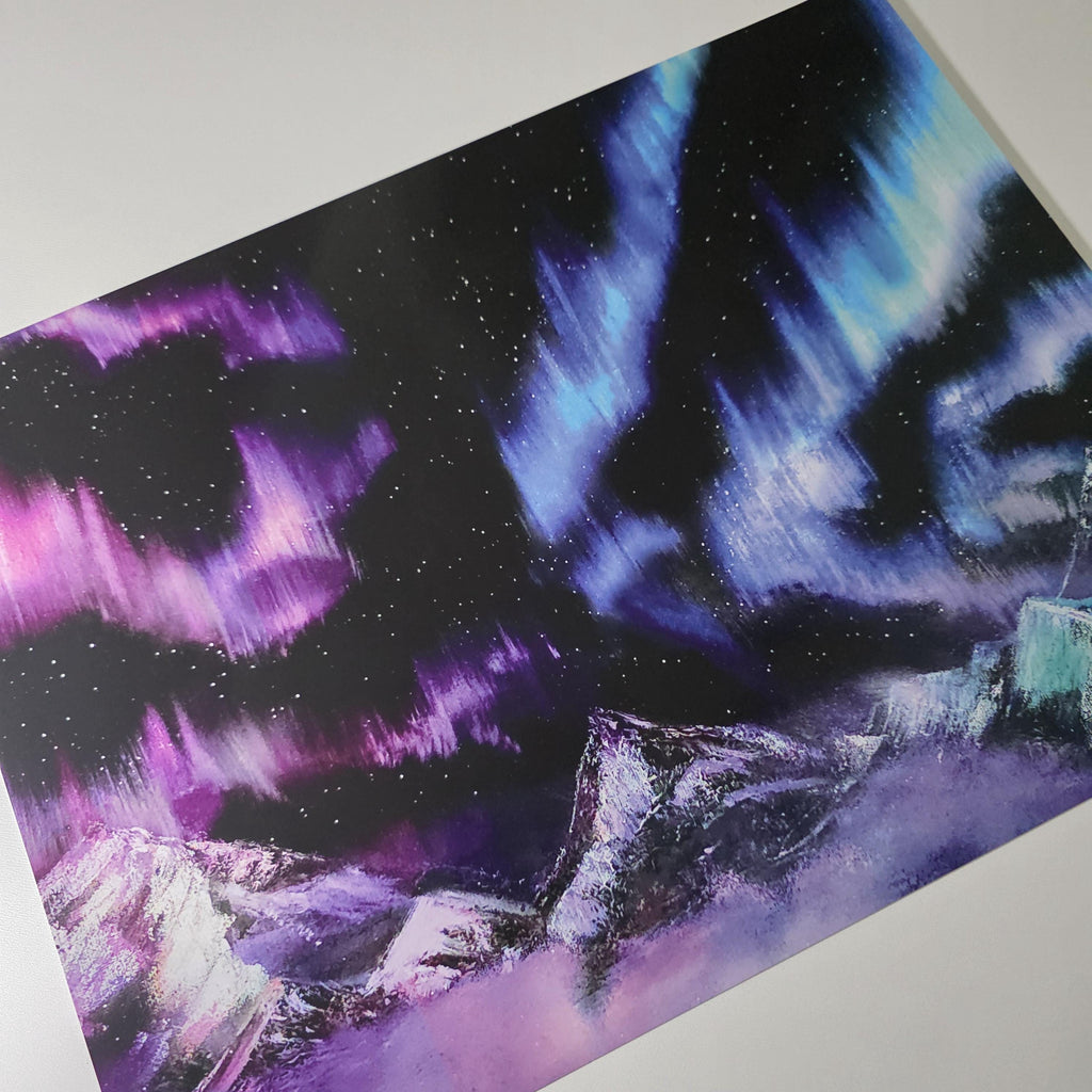 Rainbow Northern Lights Art Print - 12" x 16" Aurora Borealis Inspired Artwork 4