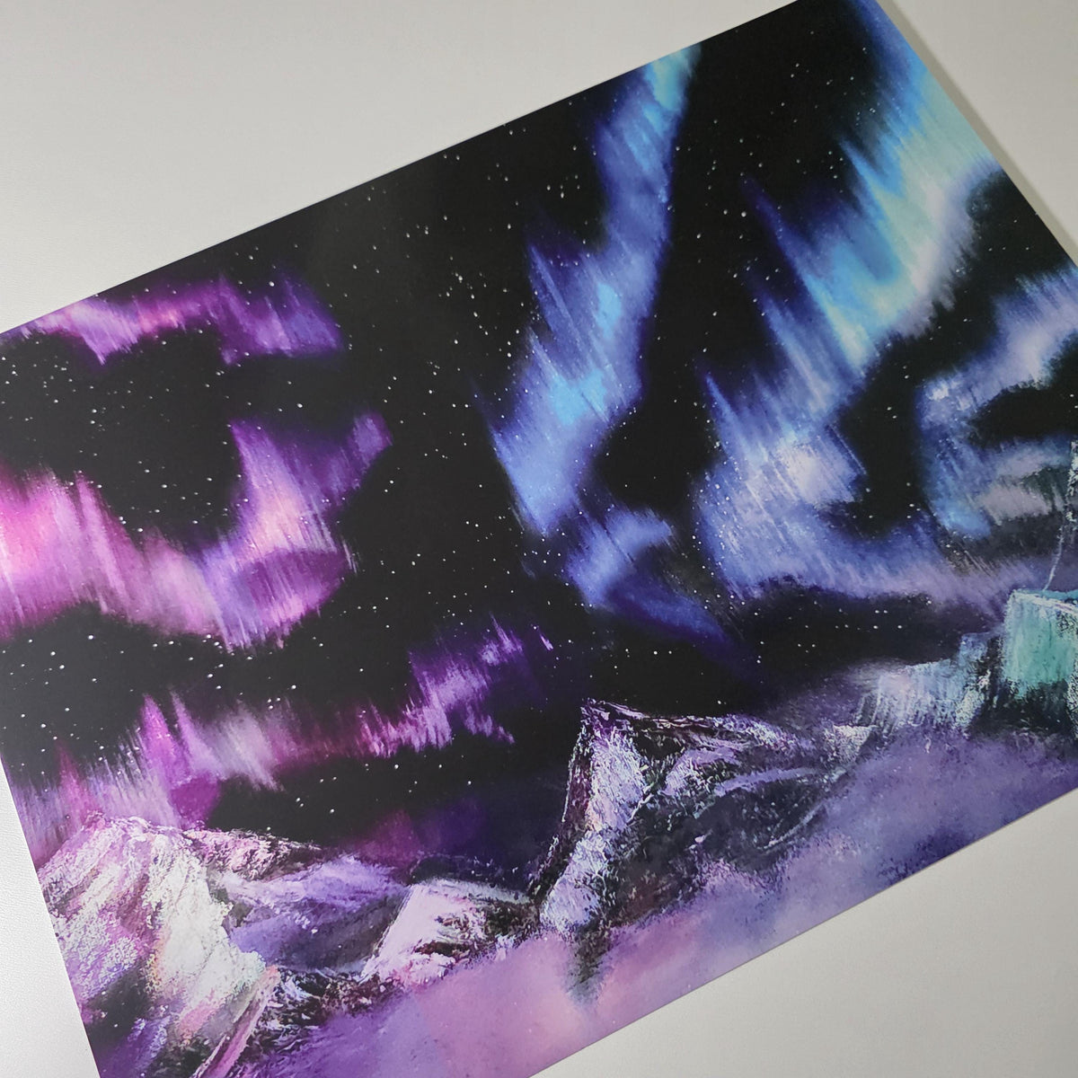 Rainbow Northern Lights Art Print - 12" x 16" Aurora Borealis Inspired Artwork 4