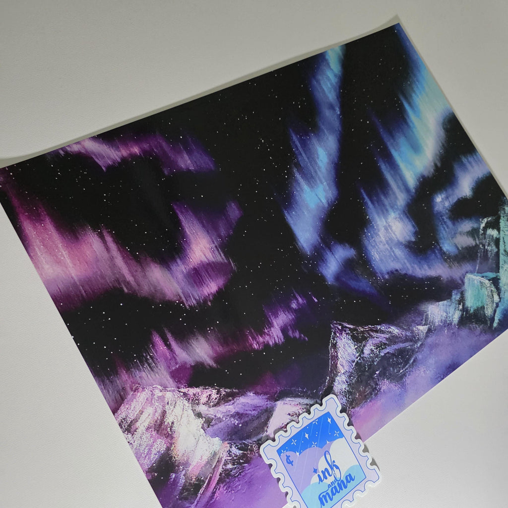 Rainbow Northern Lights Art Print - 12" x 16" Aurora Borealis Inspired Artwork 10