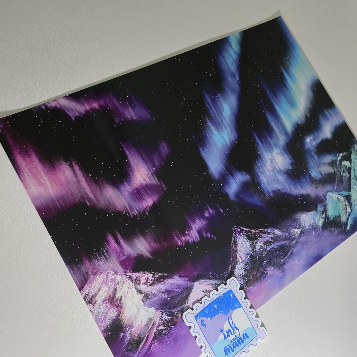 Rainbow Northern Lights Art Print - 12" x 16" Aurora Borealis Inspired Artwork 10