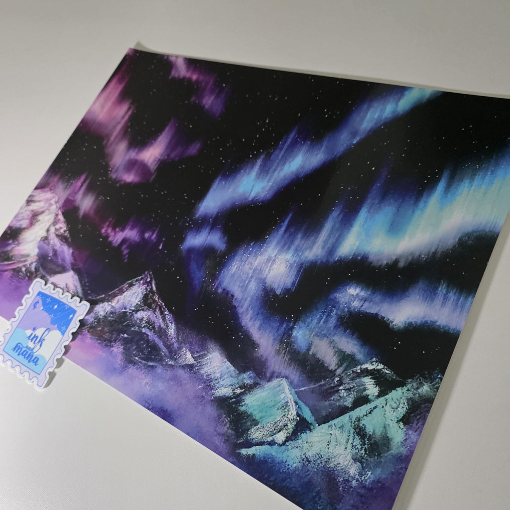 Rainbow Northern Lights Art Print - 12" x 16" Aurora Borealis Inspired Artwork 9