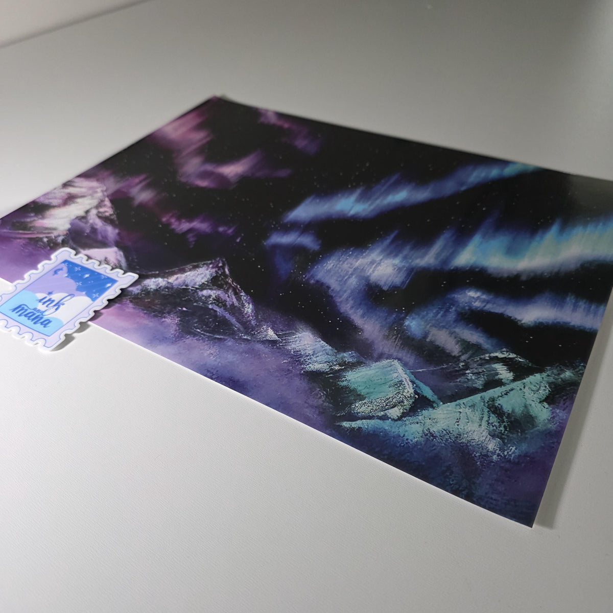 Rainbow Northern Lights Art Print - 12" x 16" Aurora Borealis Inspired Artwork 13