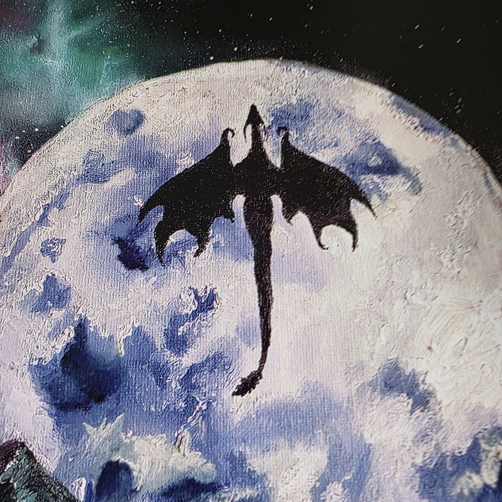 Fantasy Dragon Galaxy Art Print - 12" x 16" Moon and Nebula Artwork 5