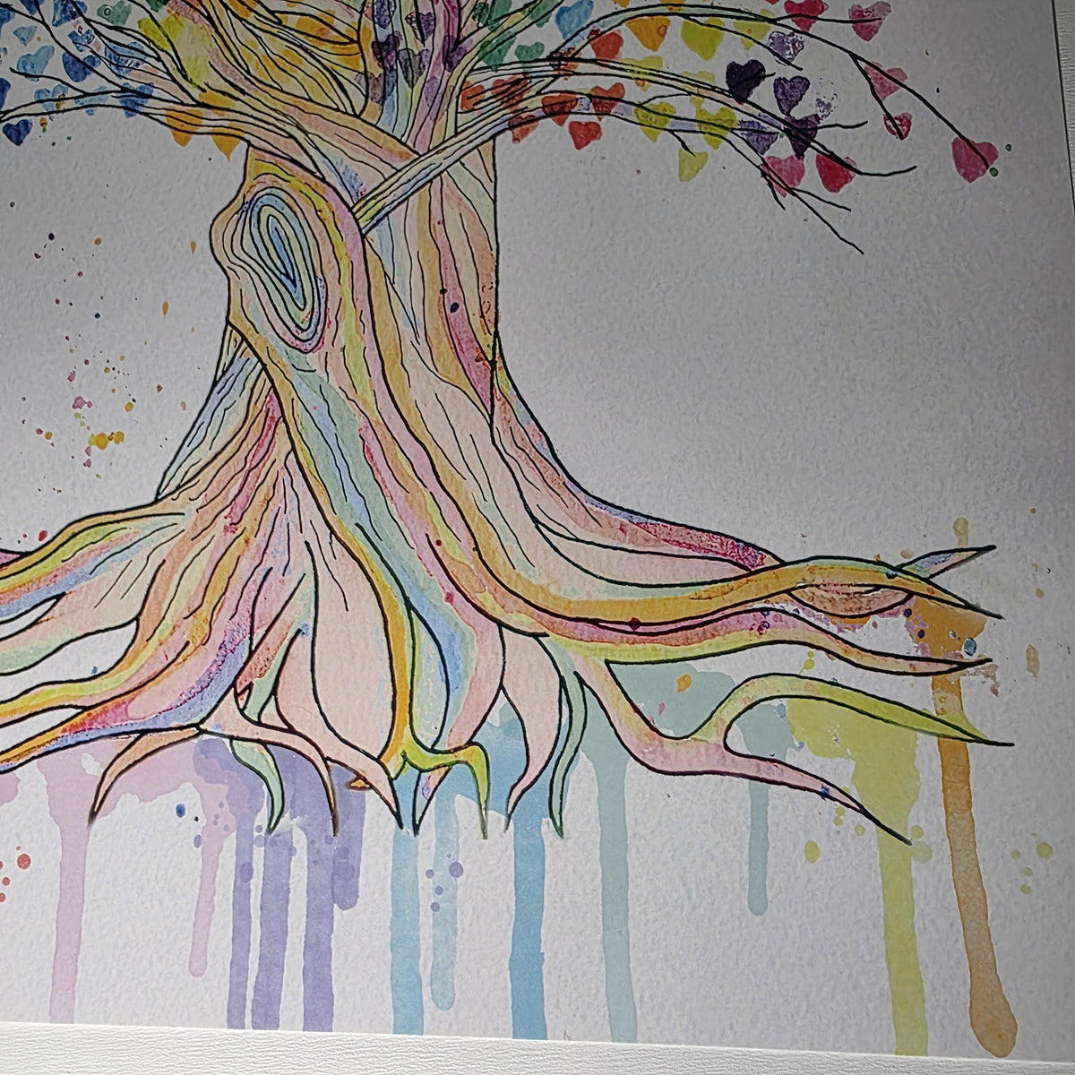 Tree of Life Watercolour Art Print - 12" x 16" Rainbow Heart Tree Artwork 4