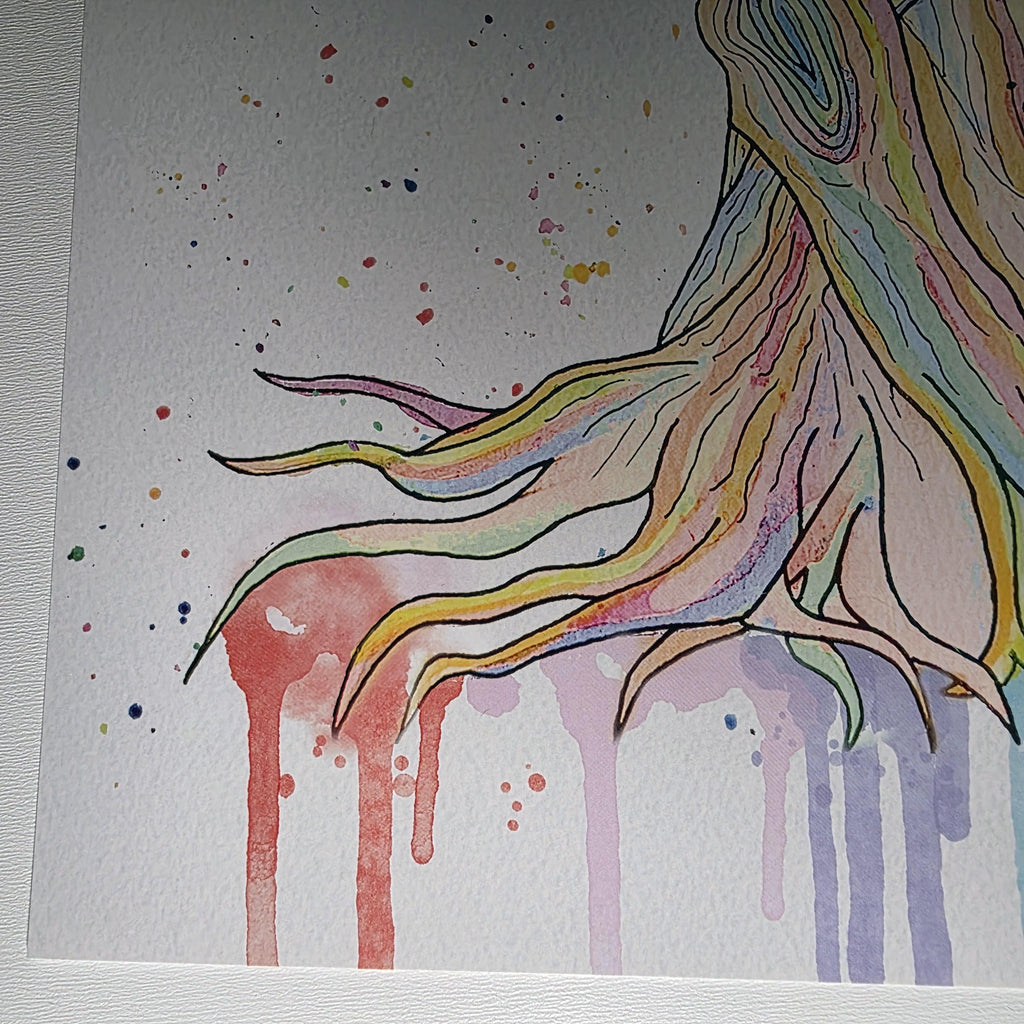 Tree of Life Watercolour Art Print - 12" x 16" Rainbow Heart Tree Artwork 5