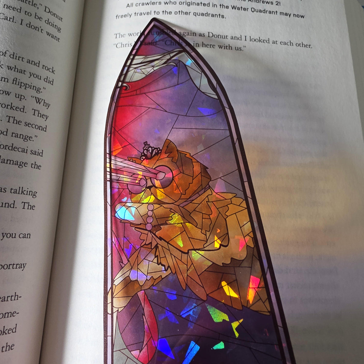 Dungeon Crawler Carl Stained Glass Style Bookmark: Princess Donut (Handmade with Holographic Art) 4