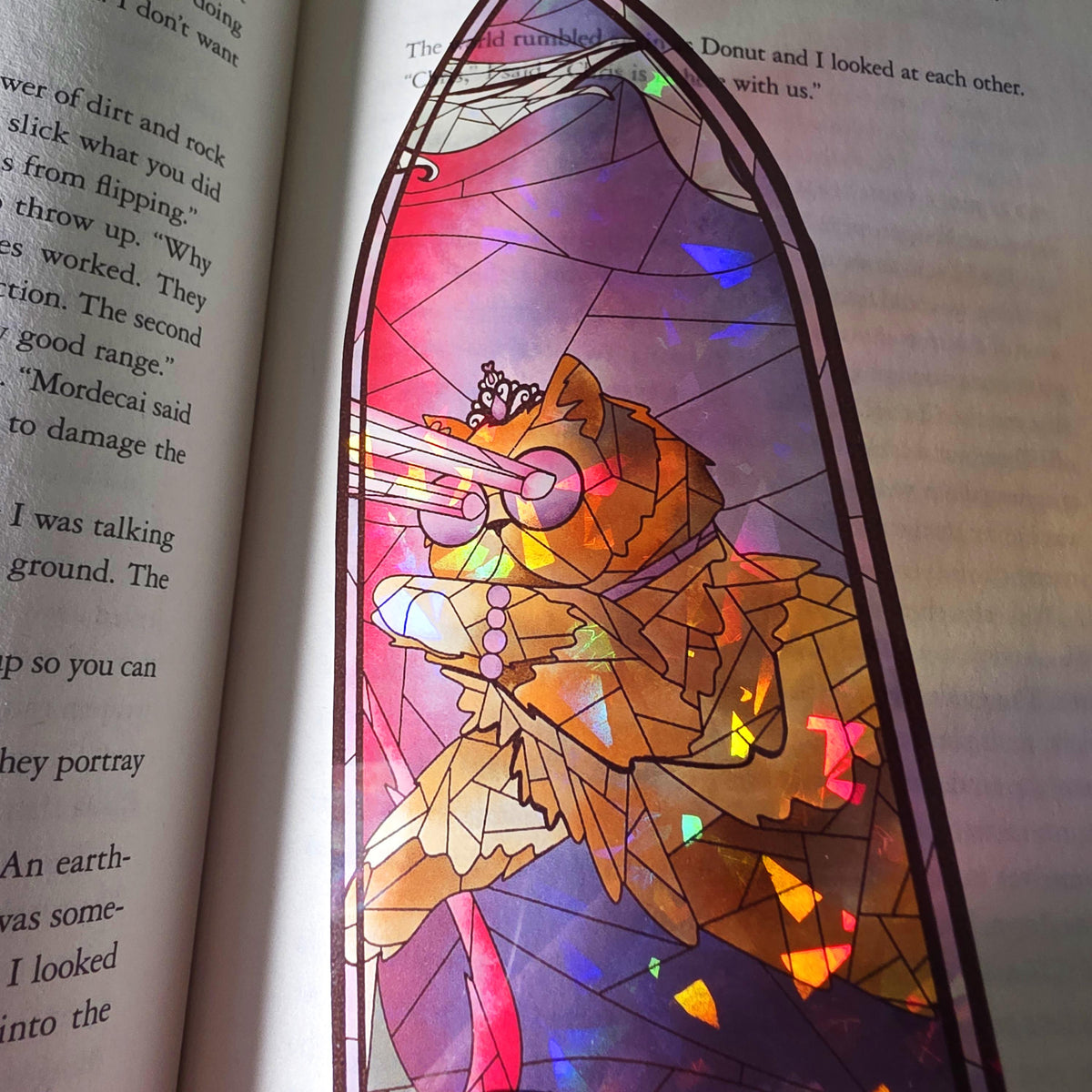 Dungeon Crawler Carl Stained Glass Style Bookmark: Princess Donut (Handmade with Holographic Art) 13