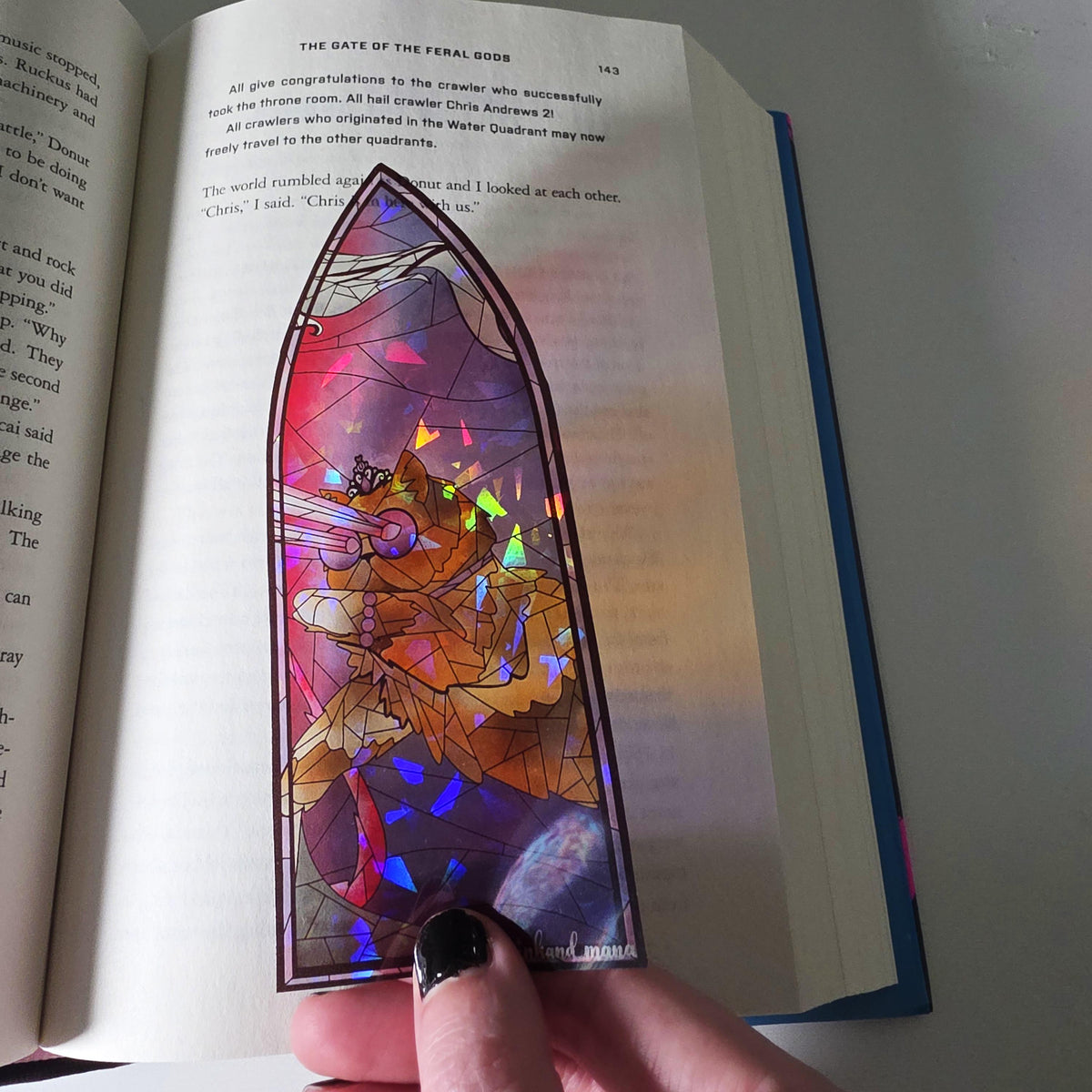 Dungeon Crawler Carl Stained Glass Style Bookmark: Princess Donut (Handmade with Holographic Art) 19