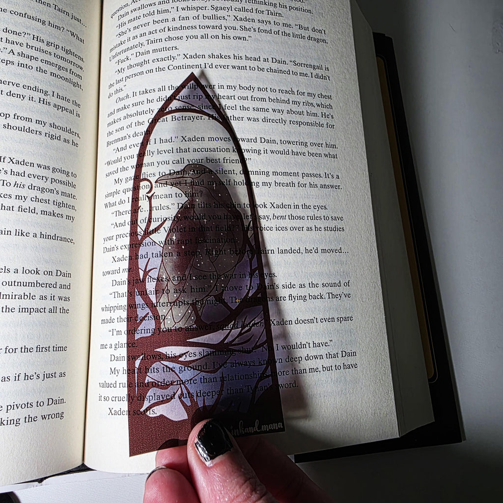 Gothic Raven Stained Glass Style Bookmark: Moon Scene, Holographic Art 6