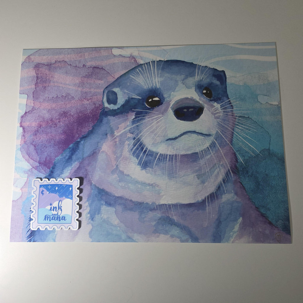 Otter Watercolour Art Print - 12" x 16" Nature Inspired Artwork 2