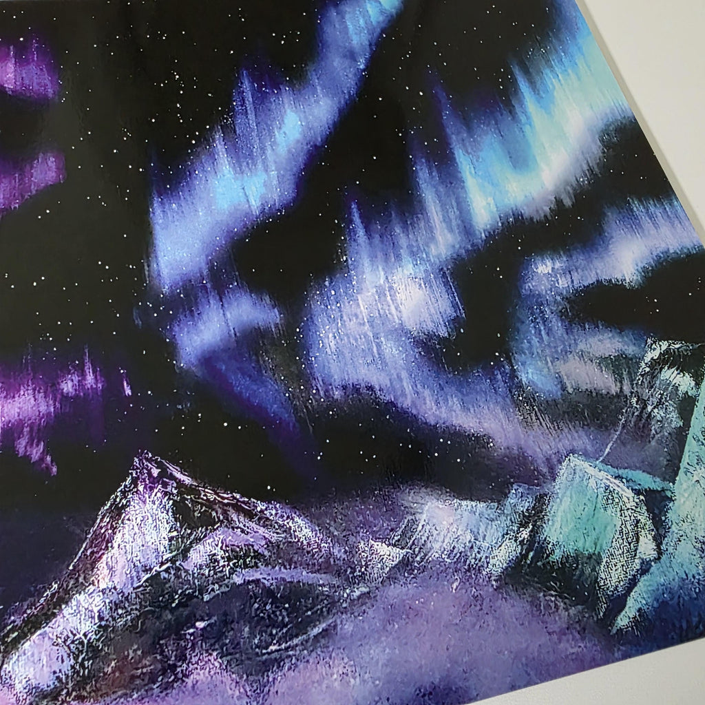Rainbow Northern Lights Art Print - 12" x 16" Aurora Borealis Inspired Artwork 3