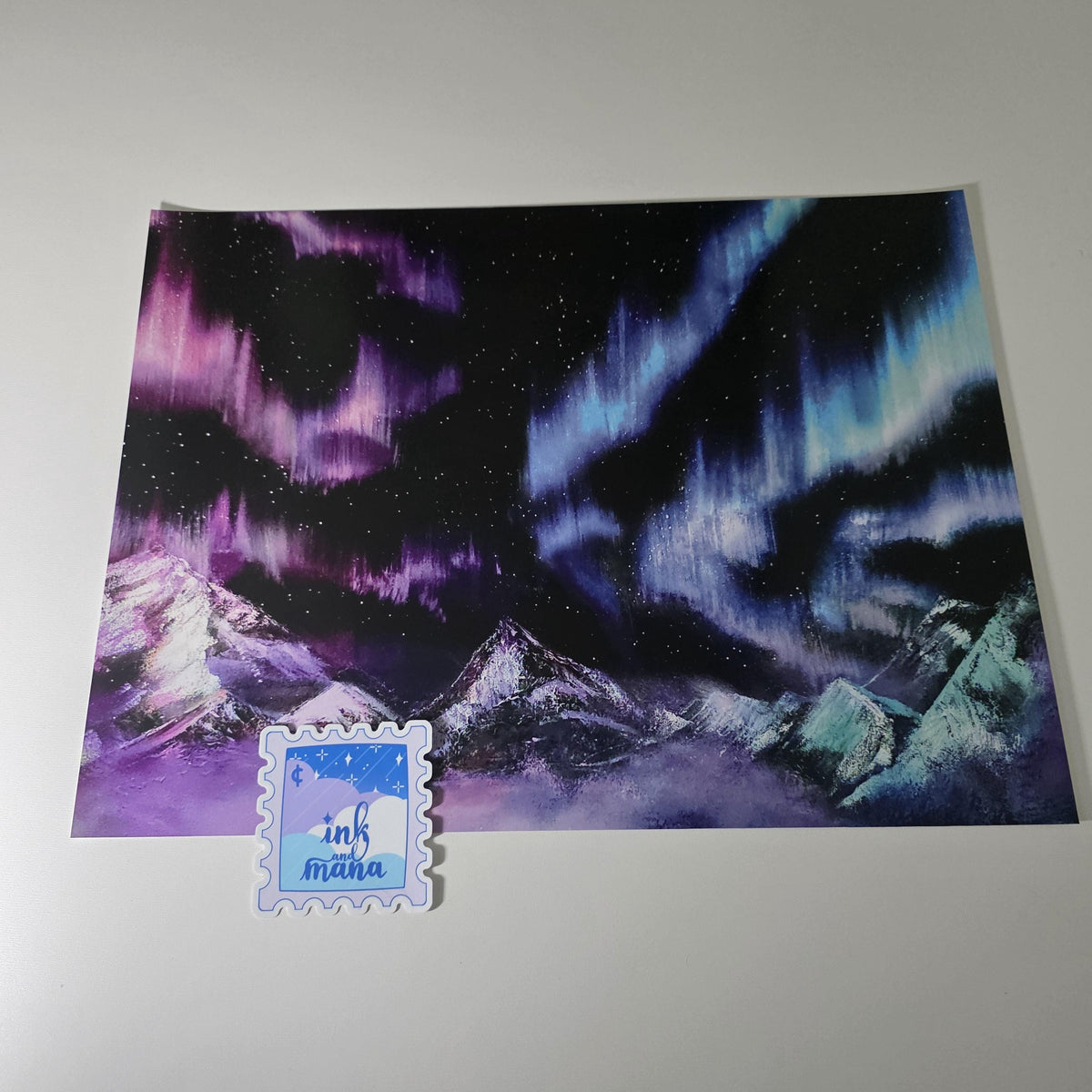 Rainbow Northern Lights Art Print - 12" x 16" Aurora Borealis Inspired Artwork 6