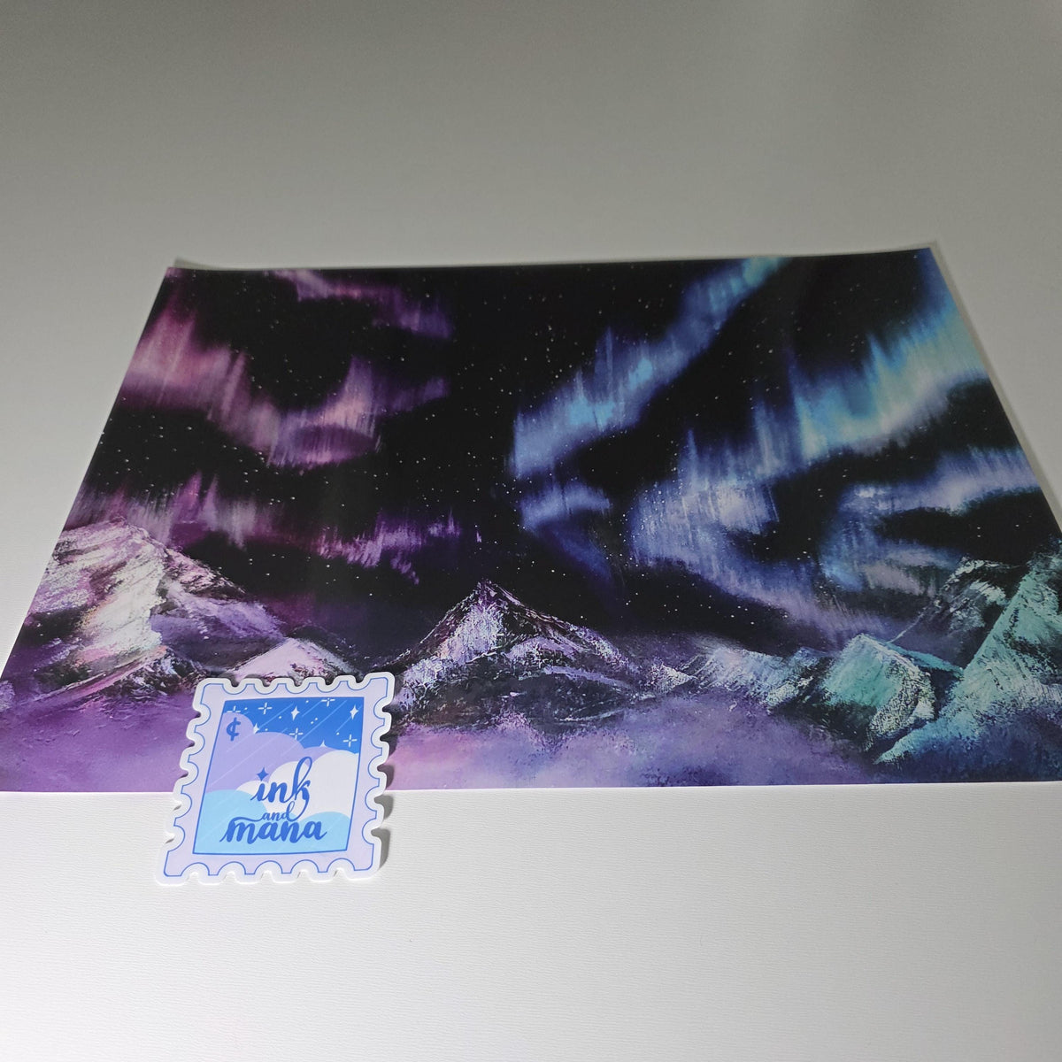 Rainbow Northern Lights Art Print - 12" x 16" Aurora Borealis Inspired Artwork 12