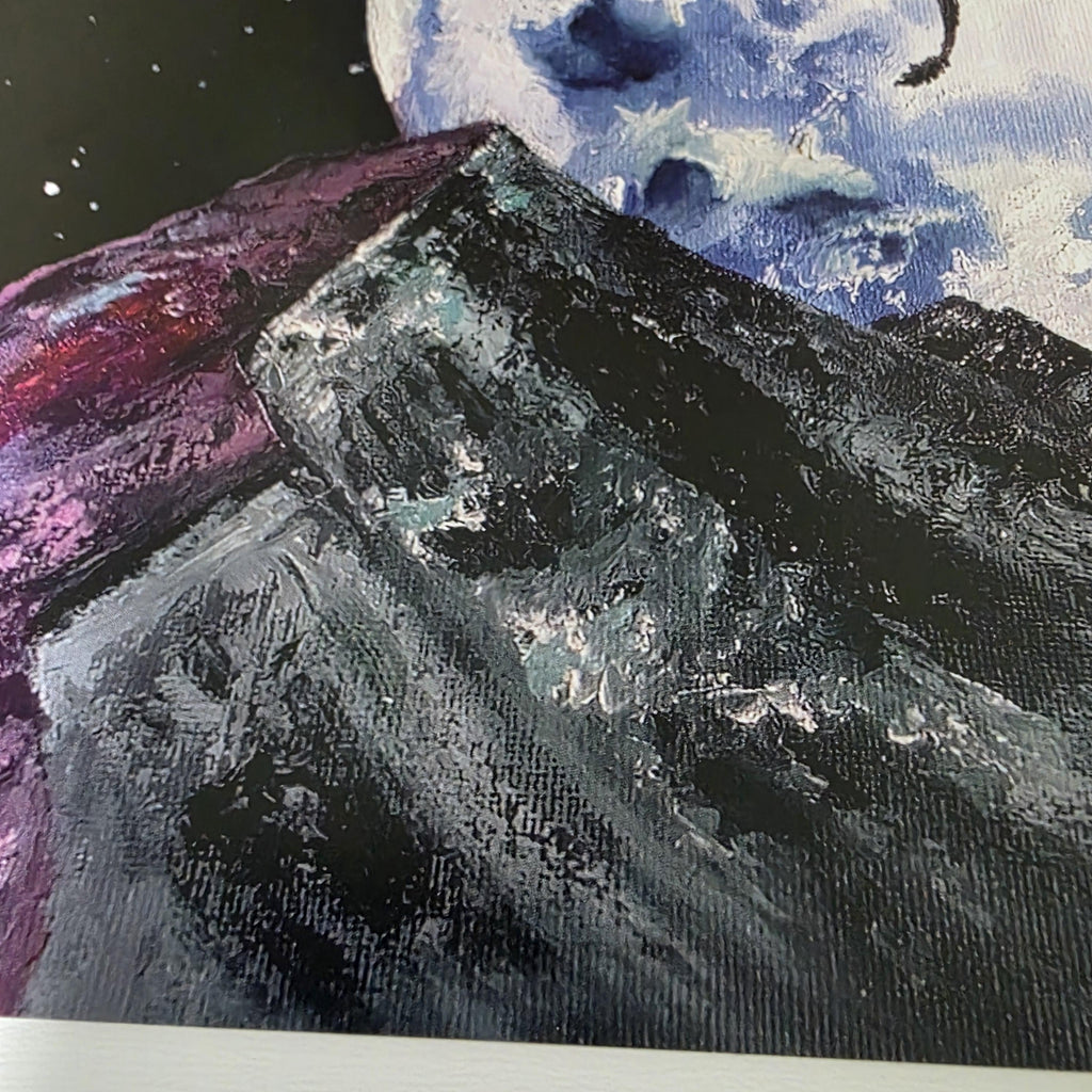 Fantasy Dragon Galaxy Art Print - 12" x 16" Moon and Nebula Artwork 14