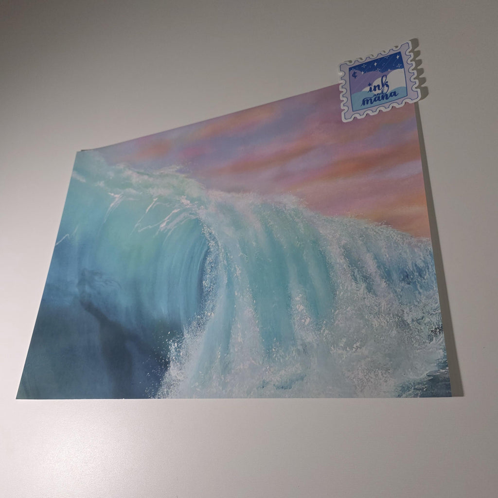 Mermaid Wave Art Print "Serenity" - 12" x 16" Ocean Wall Art 9