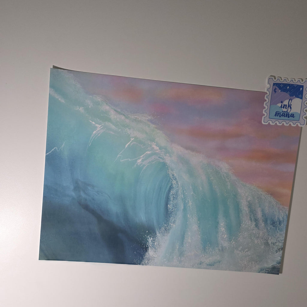 Mermaid Wave Art Print "Serenity" - 12" x 16" Ocean Wall Art 11