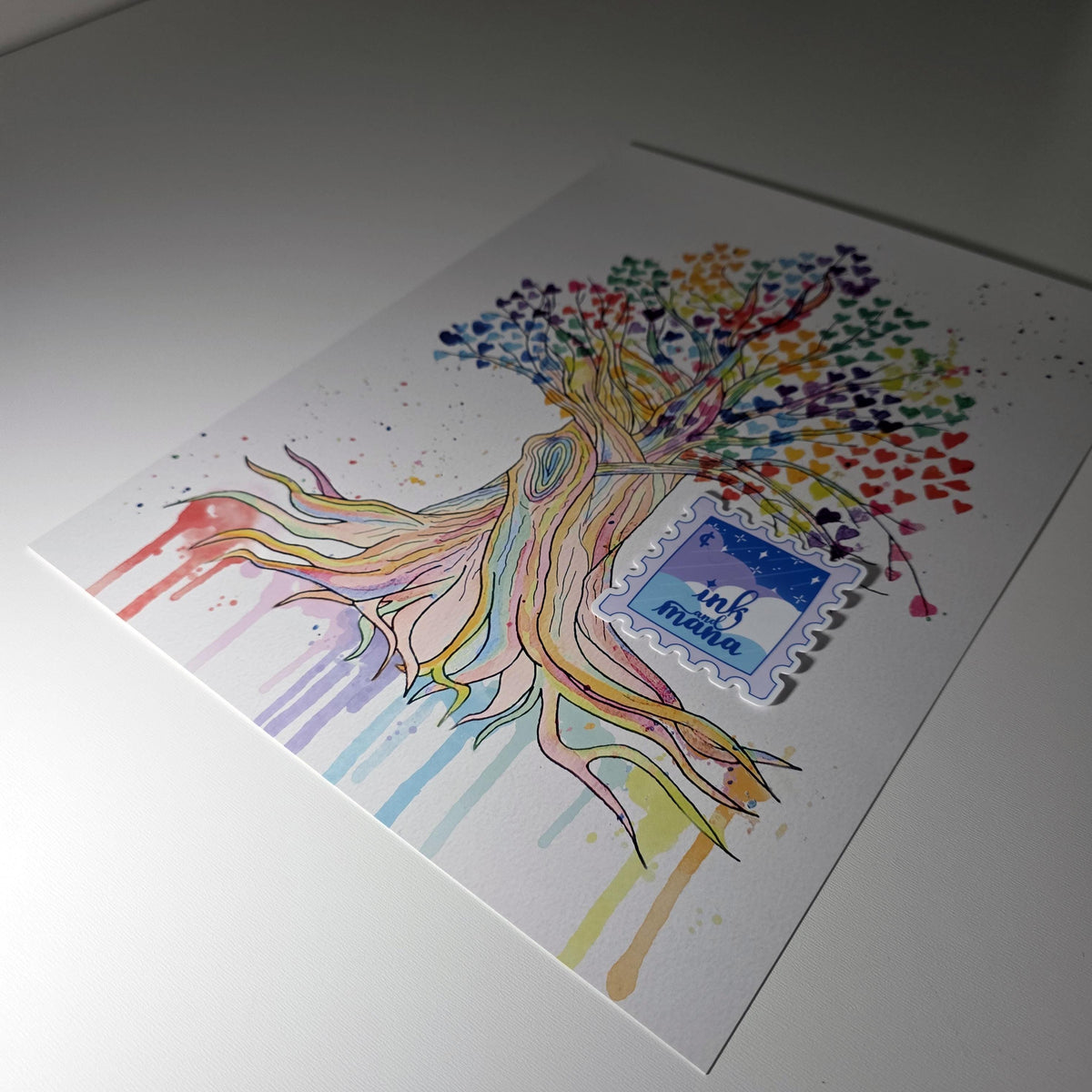 Tree of Life Watercolour Art Print - 12" x 16" Rainbow Heart Tree Artwork 11