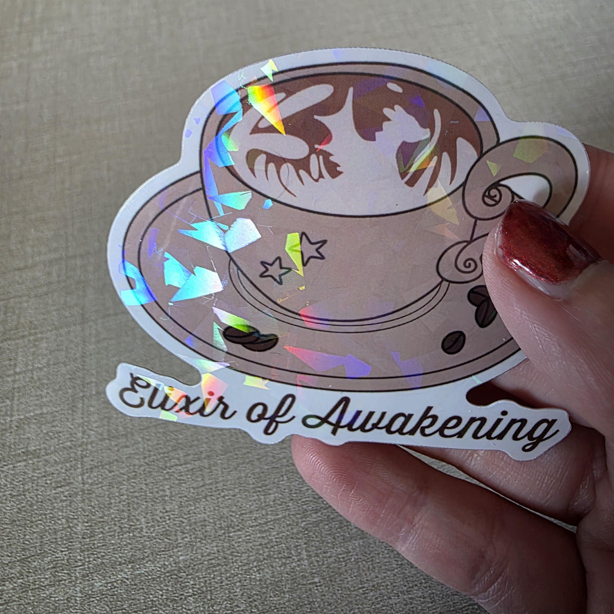 Latte Sticker - 3" DnD Art Sticker with a Holographic Effect (Dungeons and Dragons Coffee) 12
