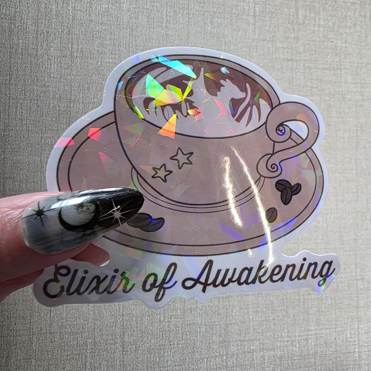 Latte Sticker - 3" DnD Art Sticker with a Holographic Effect (Dungeons and Dragons Coffee) 3