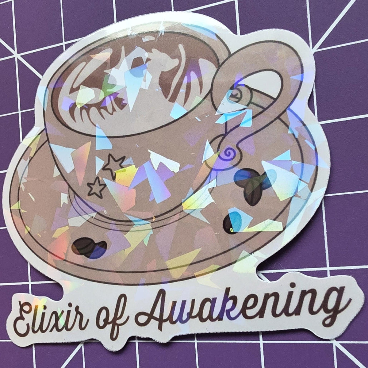 Latte Sticker - 3" DnD Art Sticker with a Holographic Effect (Dungeons and Dragons Coffee) 7