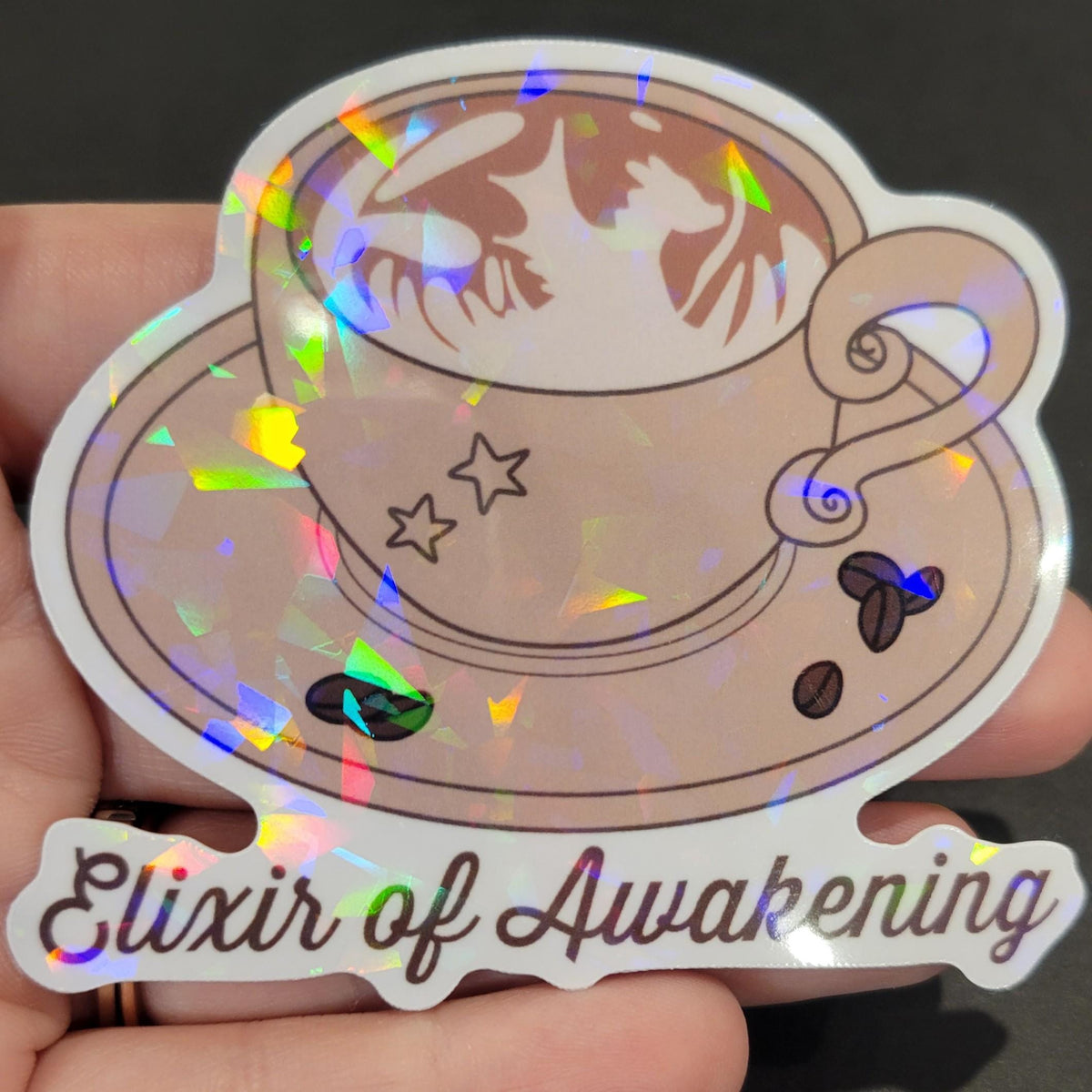 Latte Sticker - 3" DnD Art Sticker with a Holographic Effect (Dungeons and Dragons Coffee)