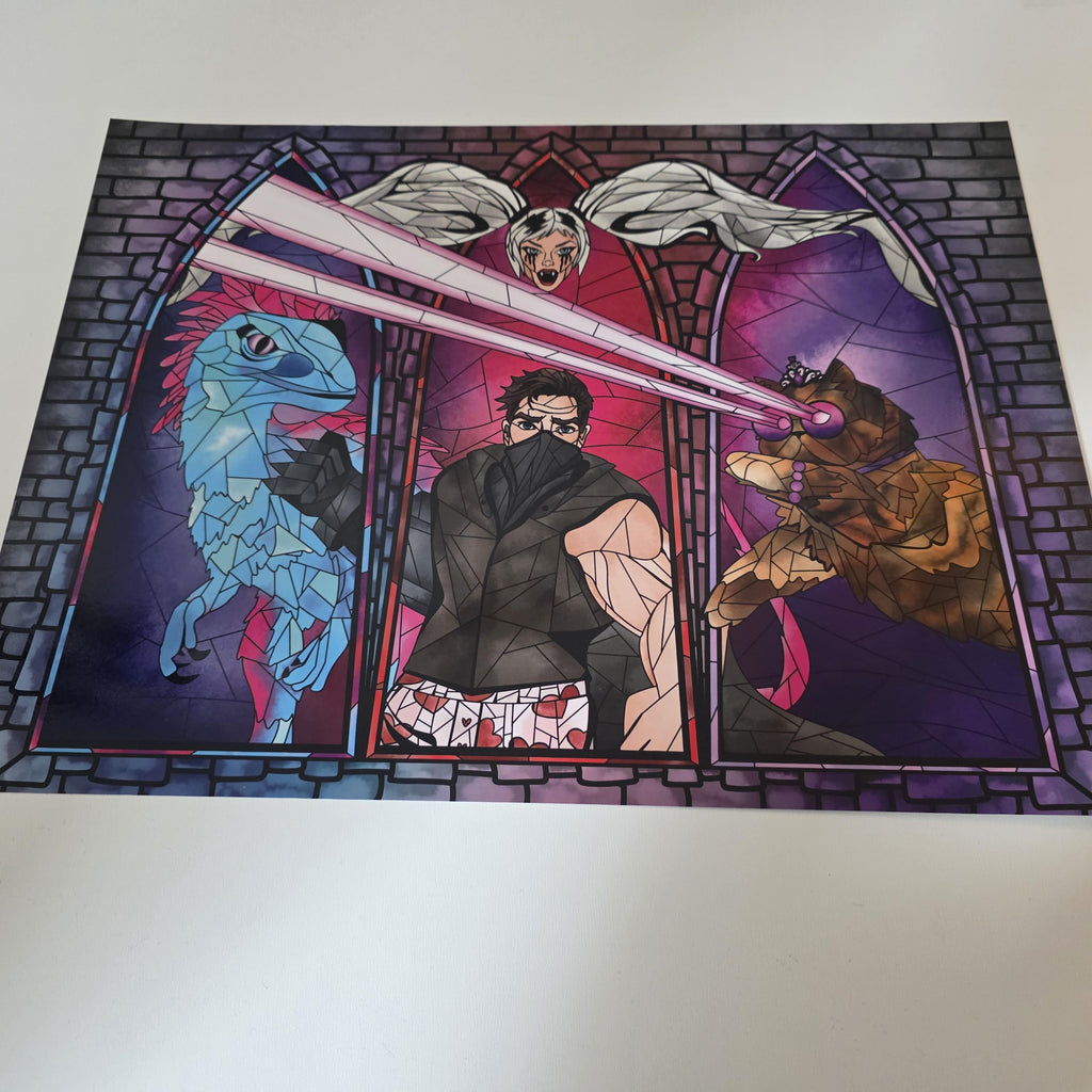 Dungeon Crawler Carl Stained Glass Art Print: Carl, Donut, Mongo and Samantha 7