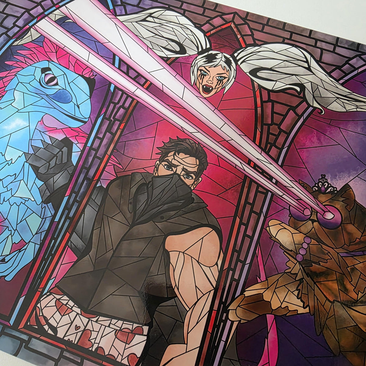 Dungeon Crawler Carl Stained Glass Art Print: Carl, Donut, Mongo and Samantha 2