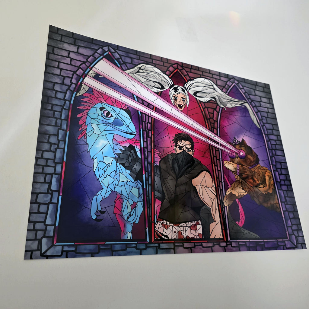 Dungeon Crawler Carl Stained Glass Art Print: Carl, Donut, Mongo and Samantha 11