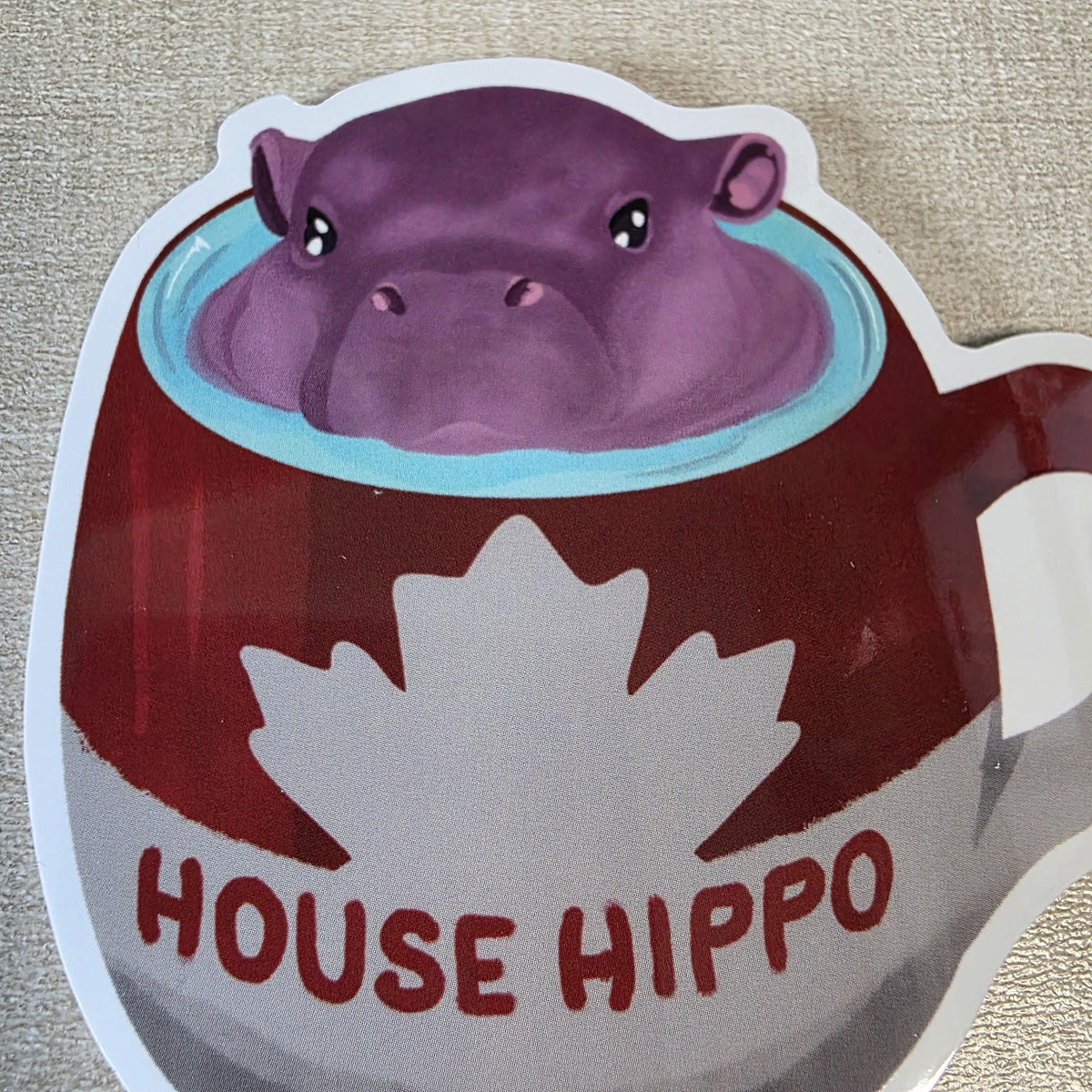 Canadian House Hippo Sticker – Nostalgic Art, Glossy Finish (3")