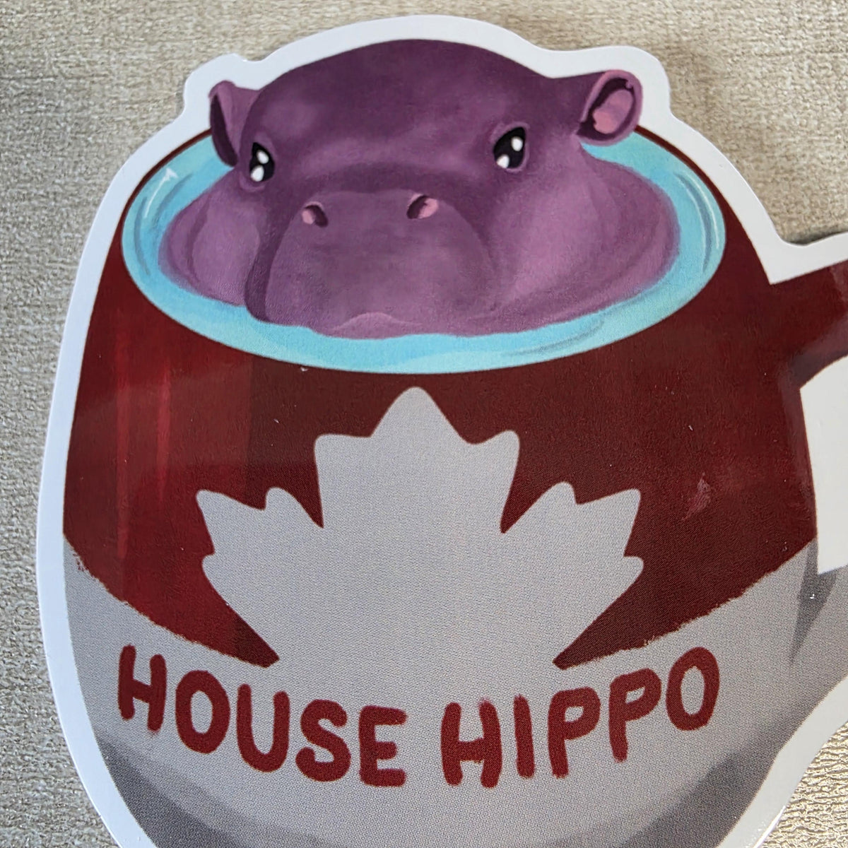 Canadian House Hippo Sticker – Nostalgic Art, Glossy Finish (3") 3