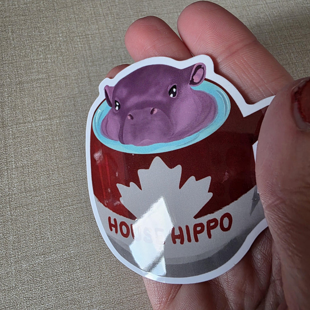 Canadian House Hippo Sticker – Nostalgic Art, Glossy Finish (3") 2