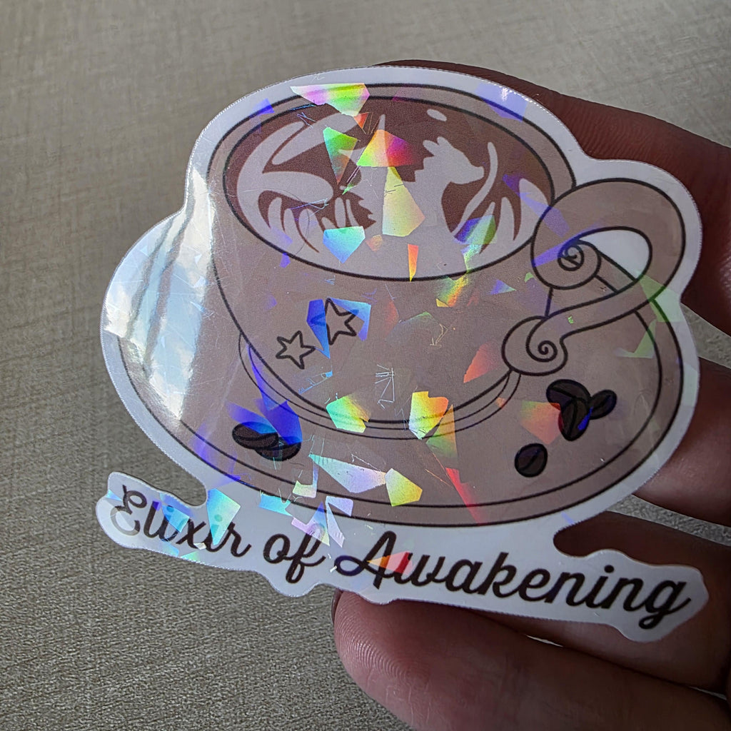 Latte Sticker - 3" DnD Art Sticker with a Holographic Effect (Dungeons and Dragons Coffee) 5