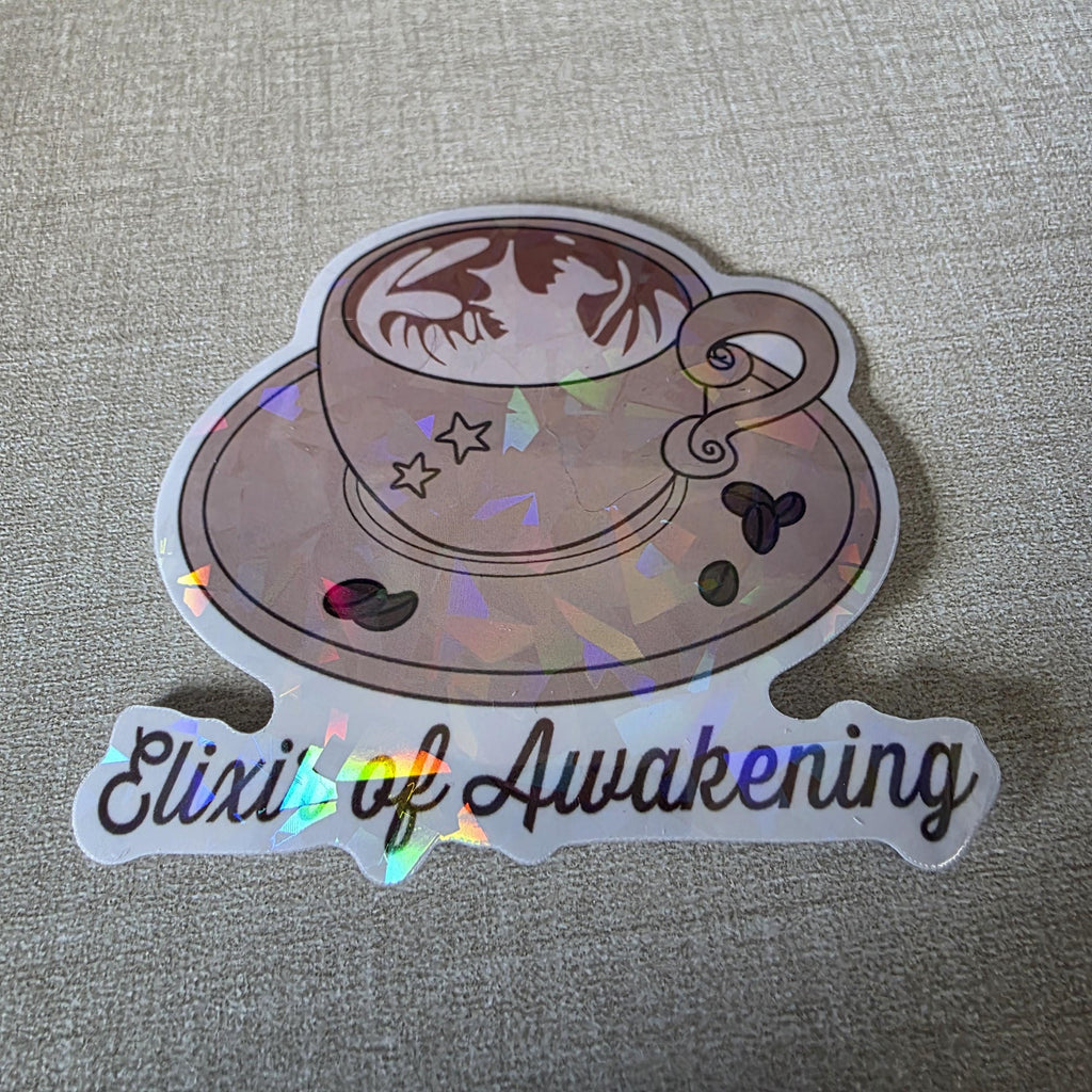 Latte Sticker - 3" DnD Art Sticker with a Holographic Effect (Dungeons and Dragons Coffee) 6