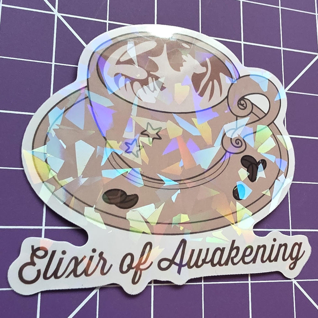 Latte Sticker - 3" DnD Art Sticker with a Holographic Effect (Dungeons and Dragons Coffee) 4