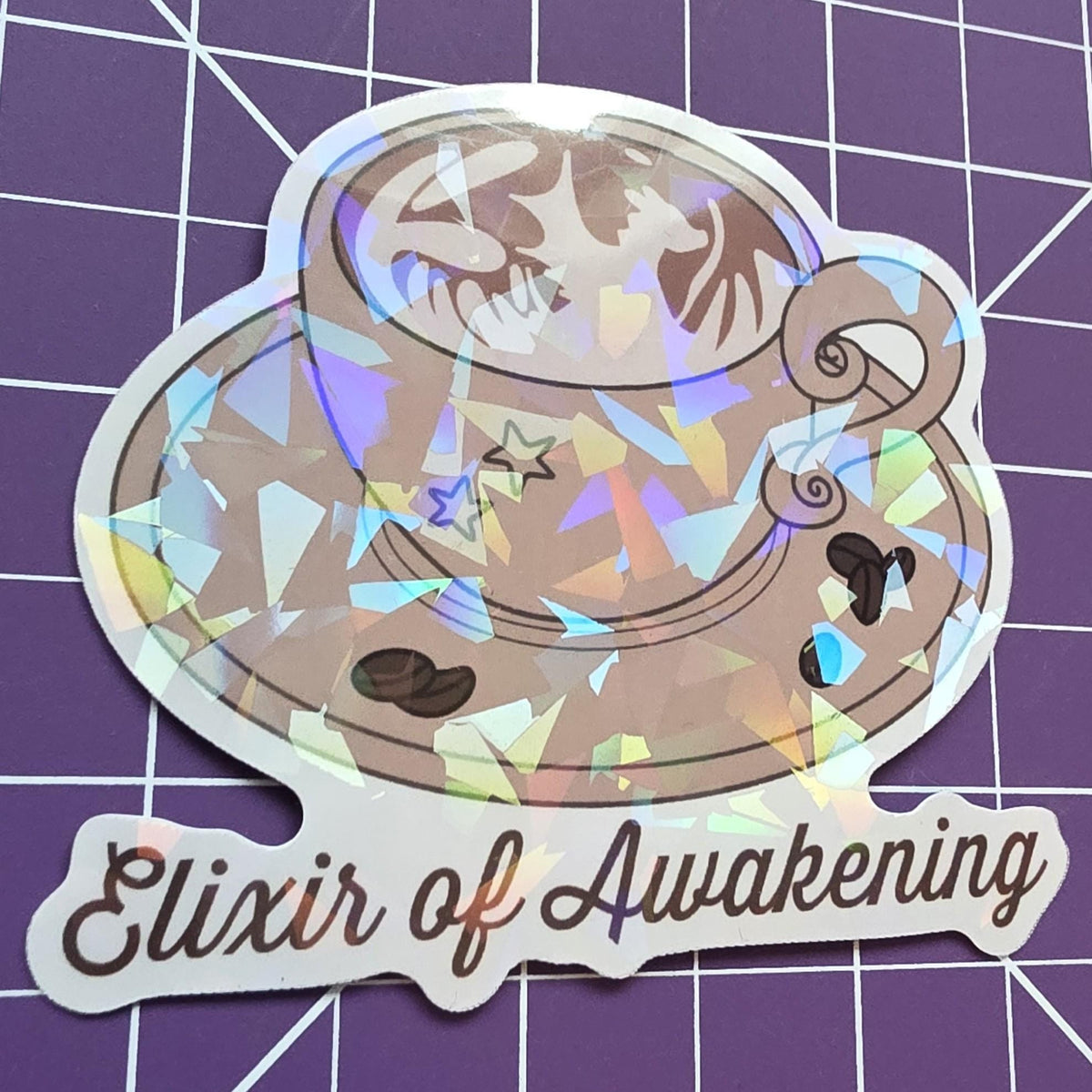 Latte Sticker - 3" DnD Art Sticker with a Holographic Effect (Dungeons and Dragons Coffee) 4