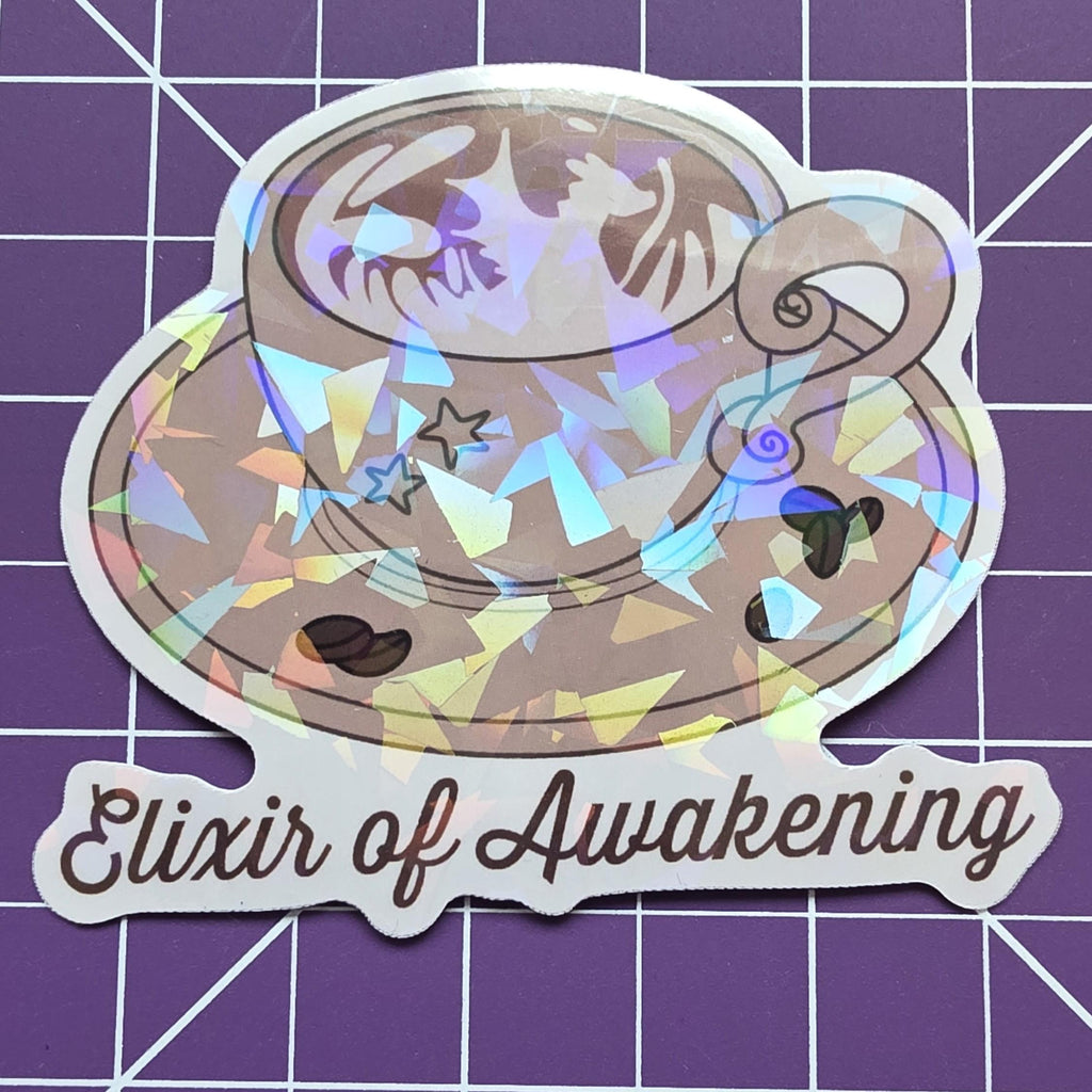 Latte Sticker - 3" DnD Art Sticker with a Holographic Effect (Dungeons and Dragons Coffee) 2