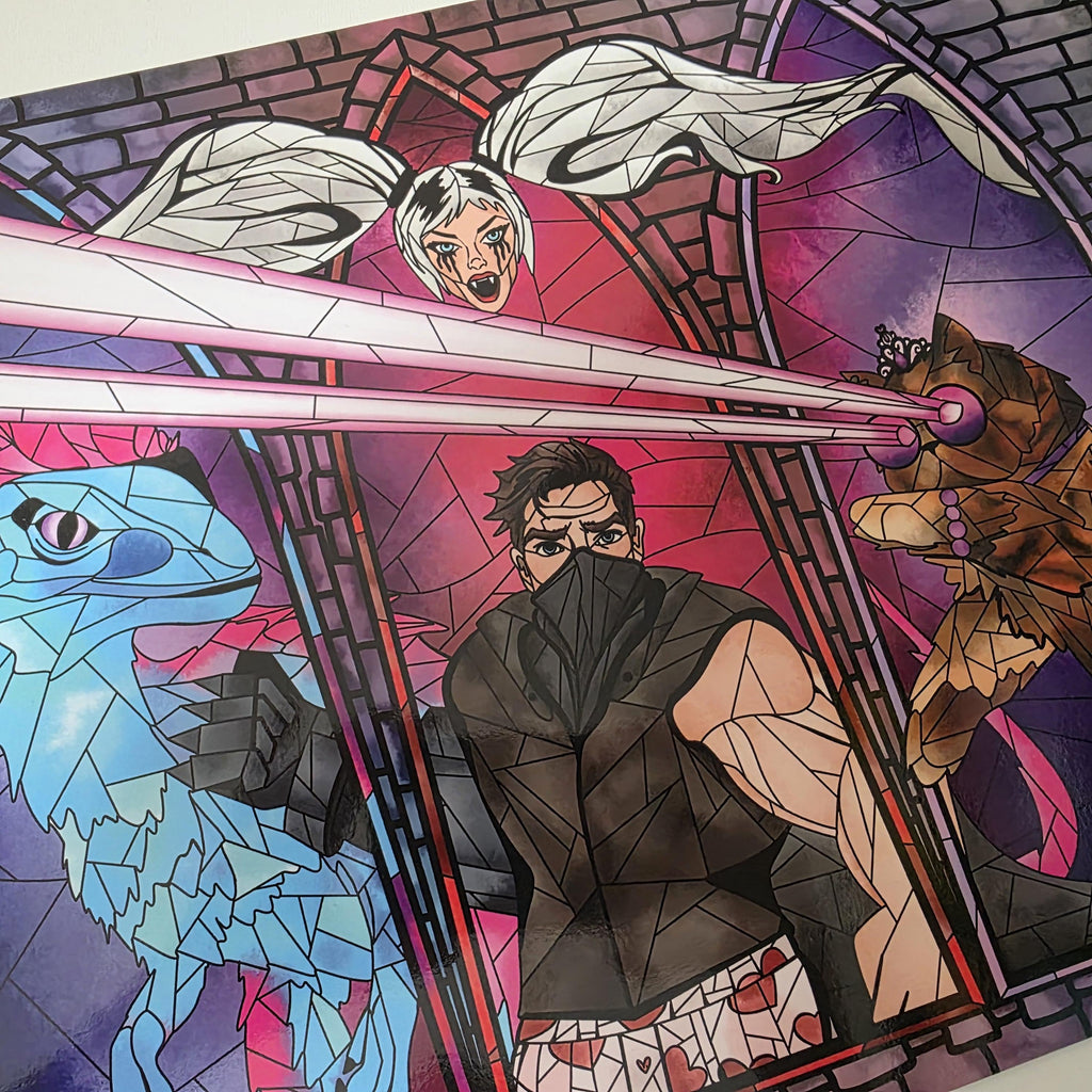 Dungeon Crawler Carl Stained Glass Art Print: Carl, Donut, Mongo and Samantha 8