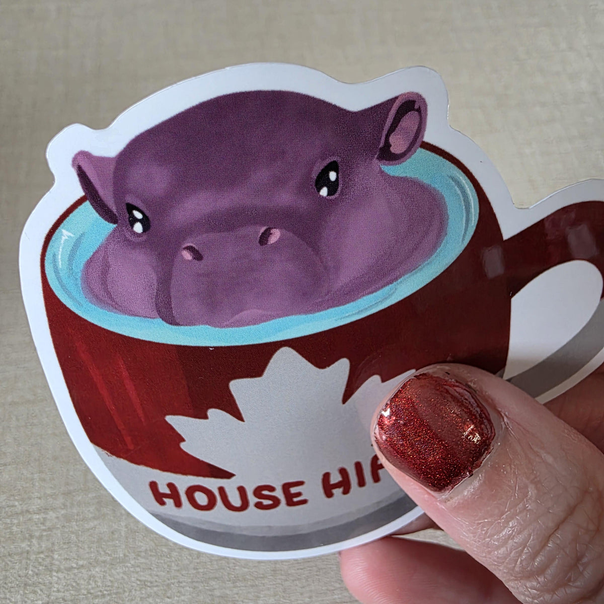 Canadian House Hippo Sticker – Nostalgic Art, Glossy Finish (3") 4