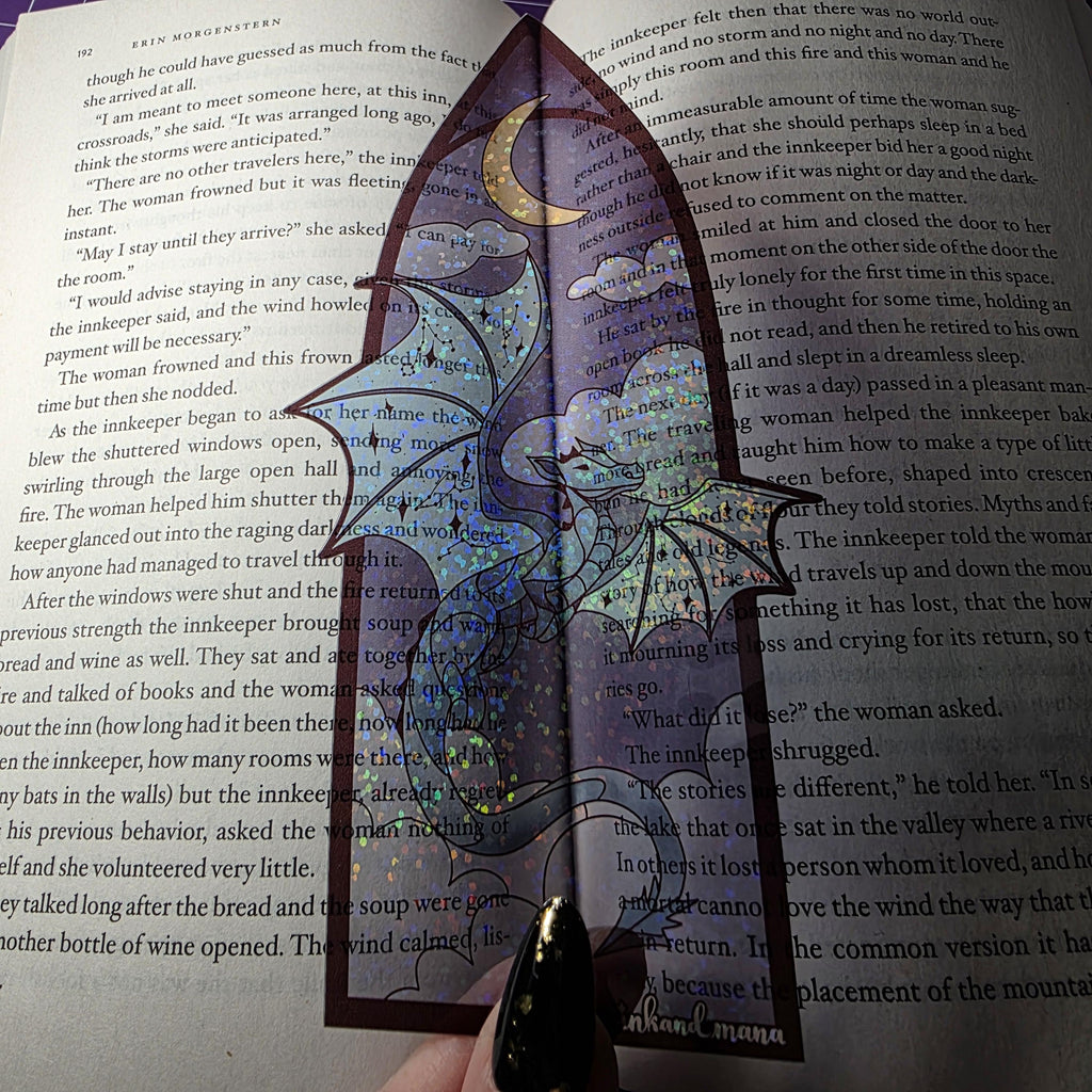 Celestial Dragon Stained Glass Style Bookmark: Handmade with Holographic Art 12
