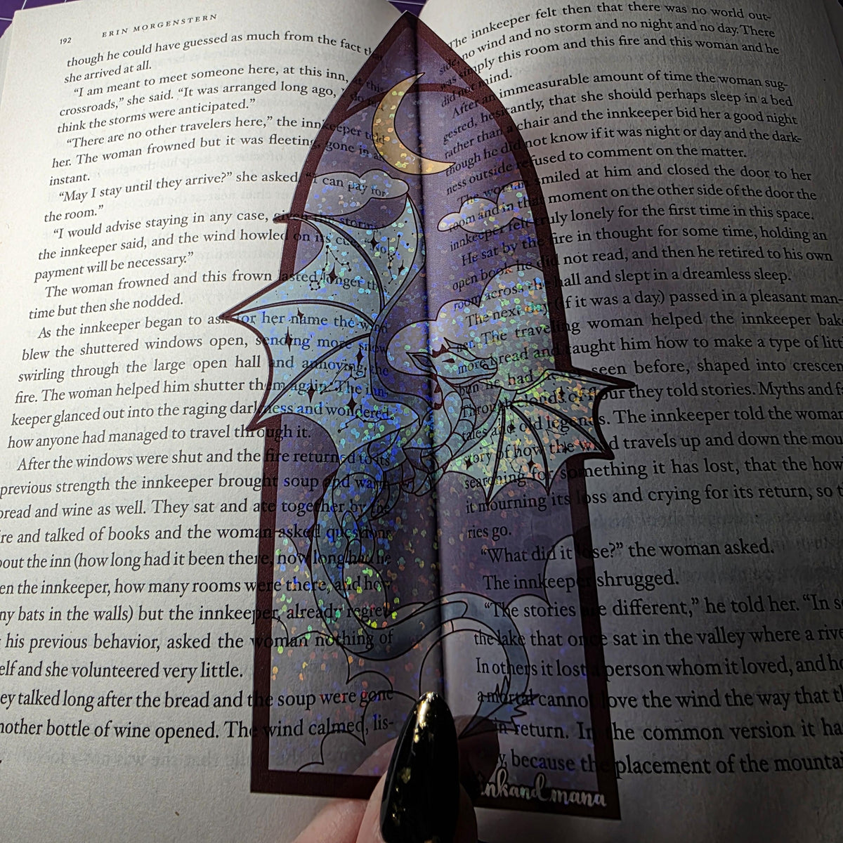Celestial Dragon Stained Glass Style Bookmark: Handmade with Holographic Art 12
