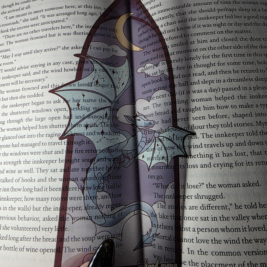 Celestial Dragon Stained Glass Style Bookmark: Handmade with Holographic Art 9