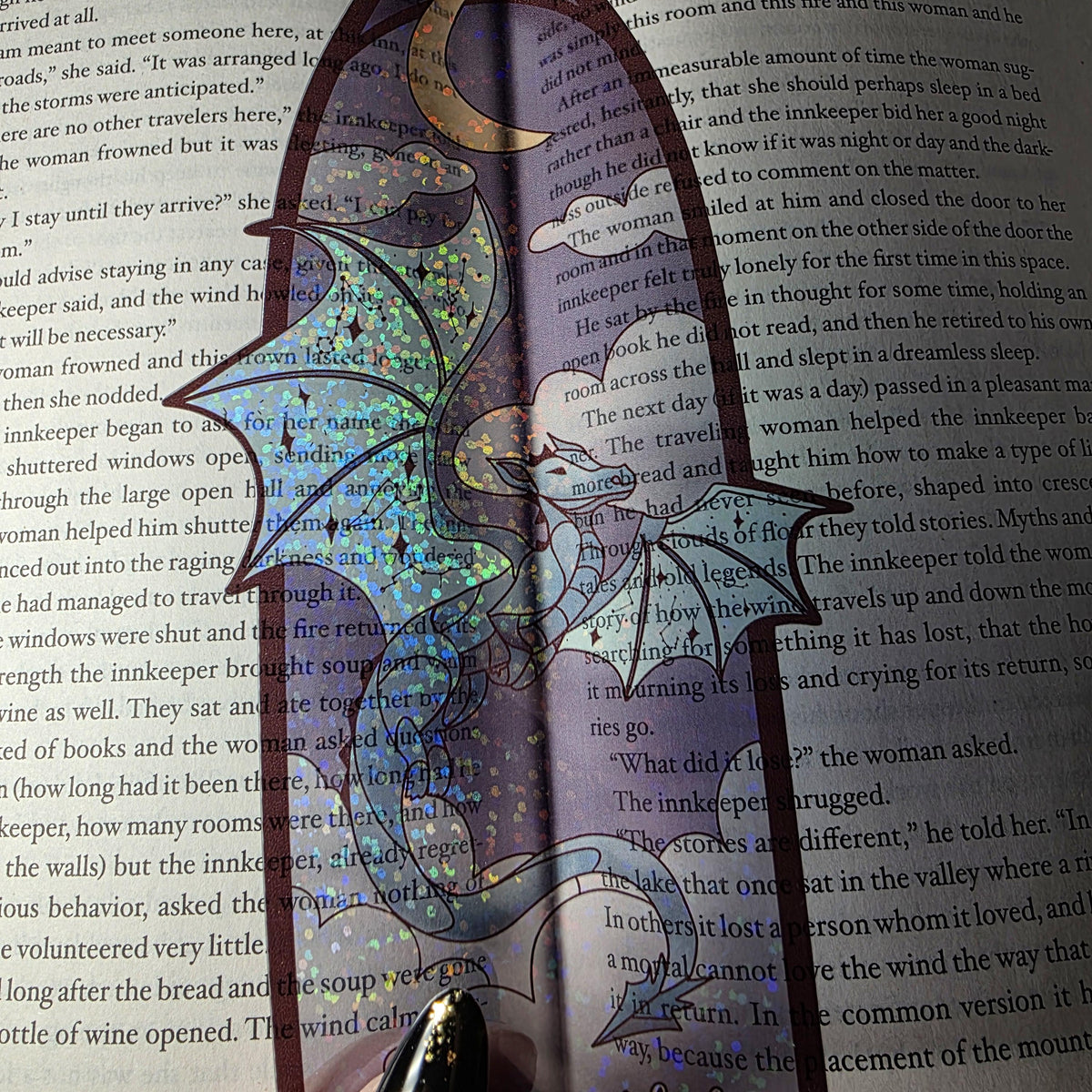 Celestial Dragon Stained Glass Style Bookmark: Handmade with Holographic Art 7