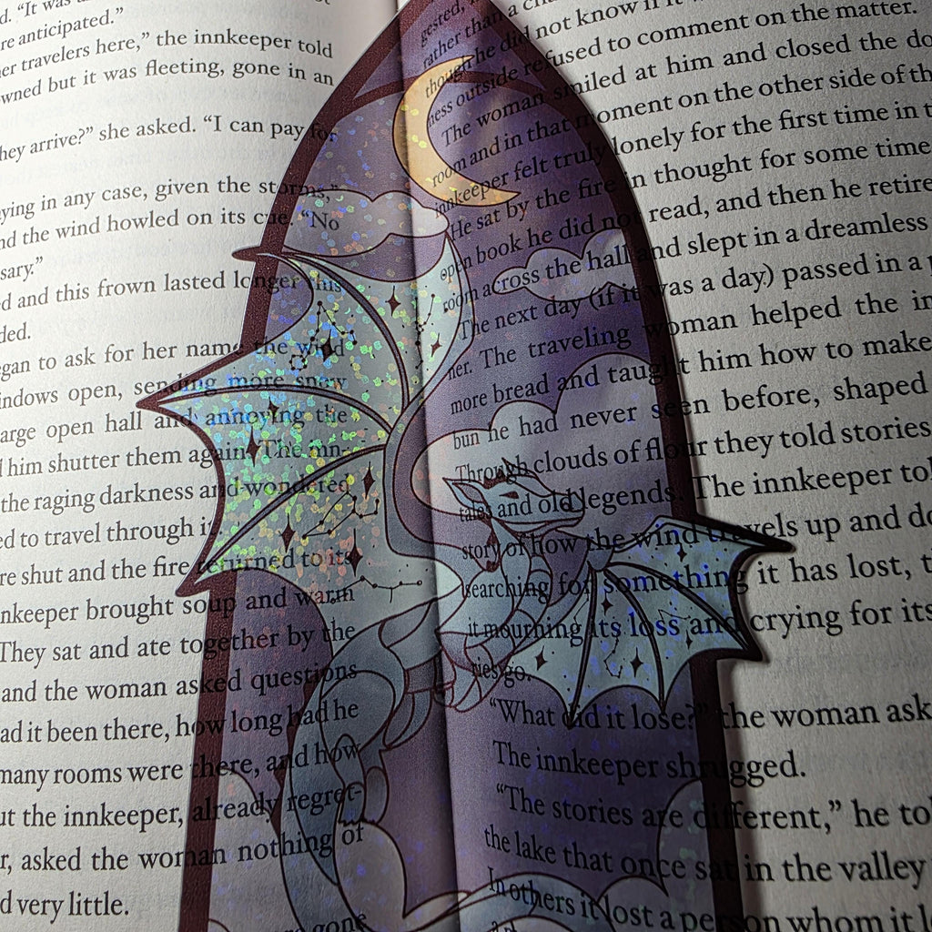 Celestial Dragon Stained Glass Style Bookmark: Handmade with Holographic Art 17