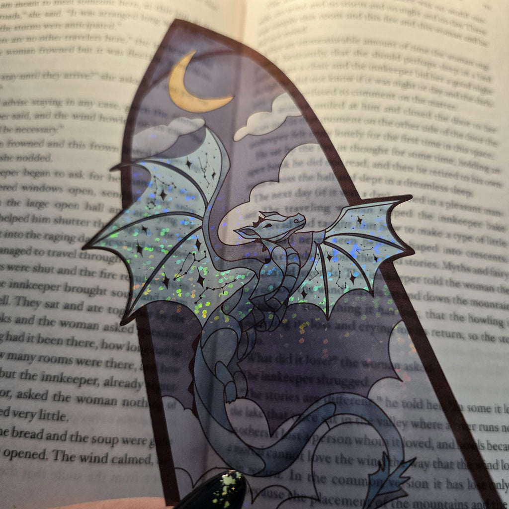 Celestial Dragon Stained Glass Style Bookmark: Handmade with Holographic Art 5