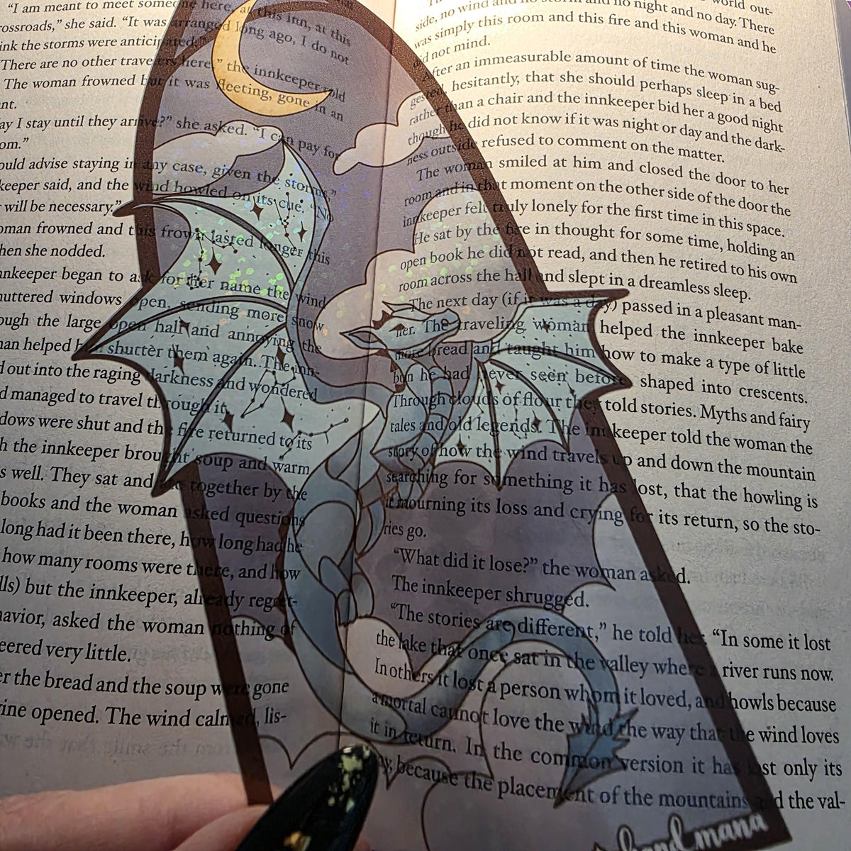 Celestial Dragon Stained Glass Style Bookmark: Handmade with Holographic Art 3