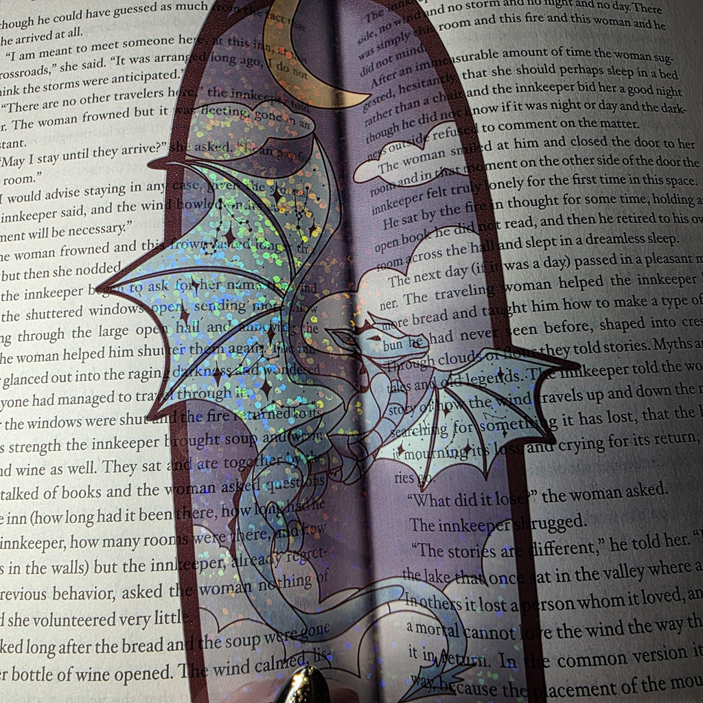 Celestial Dragon Stained Glass Style Bookmark: Handmade with Holographic Art 8
